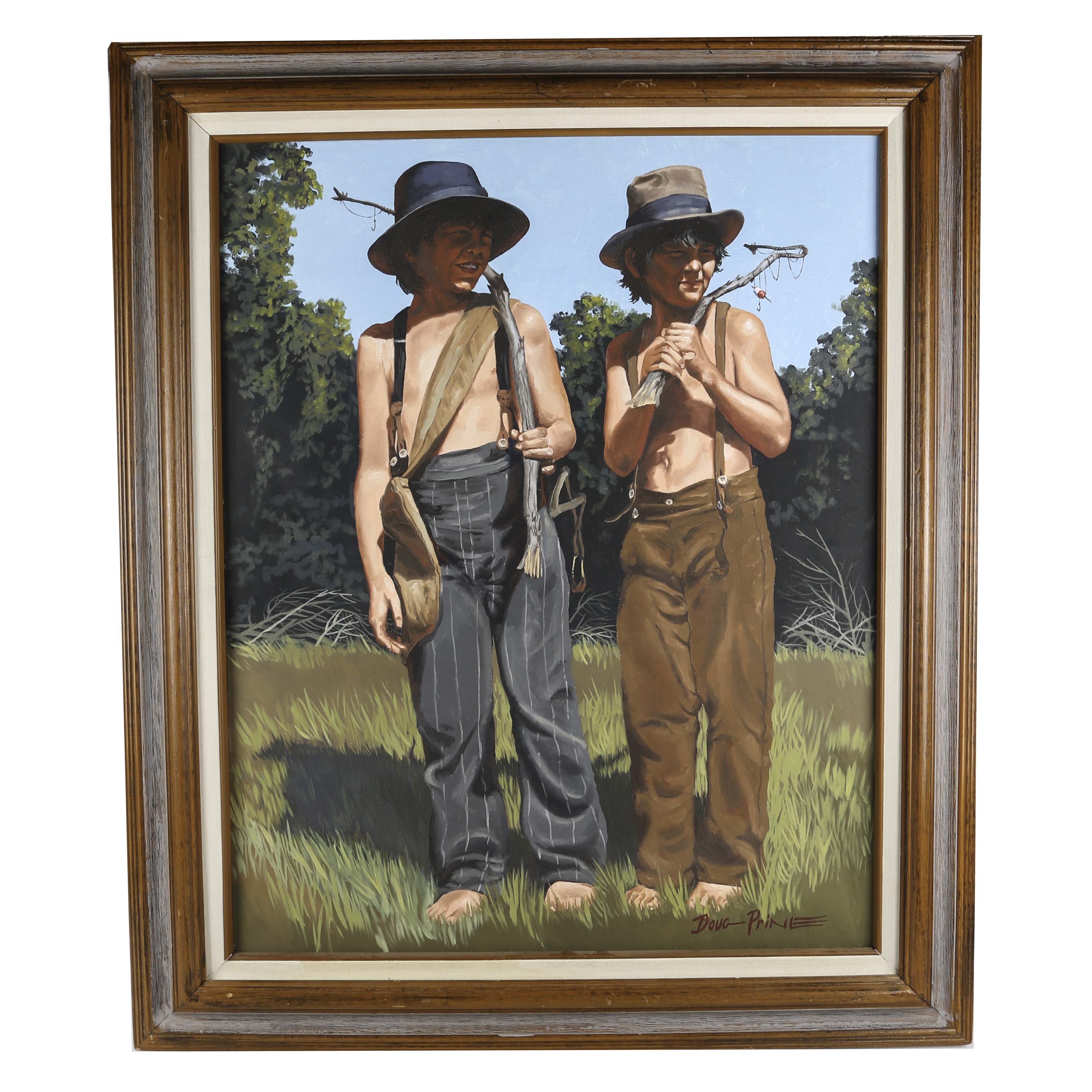 Doug Prine Original Acrylic Painting on Canvas "Going Fishing"