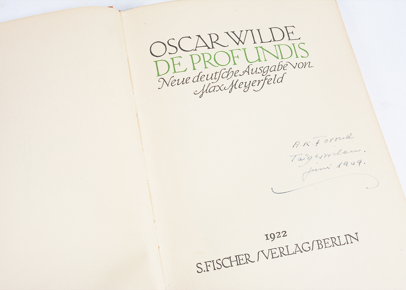 1922  New German Edition of "De Profundis" by Oscar Wilde