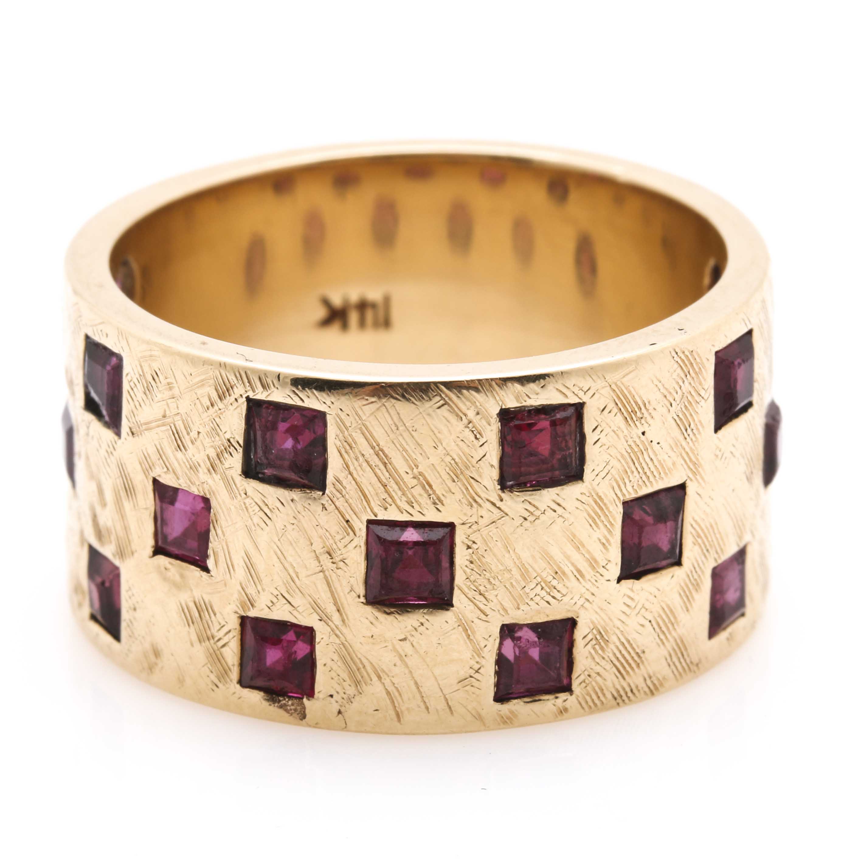 Contemporary 14K Yellow Gold Ruby Ring