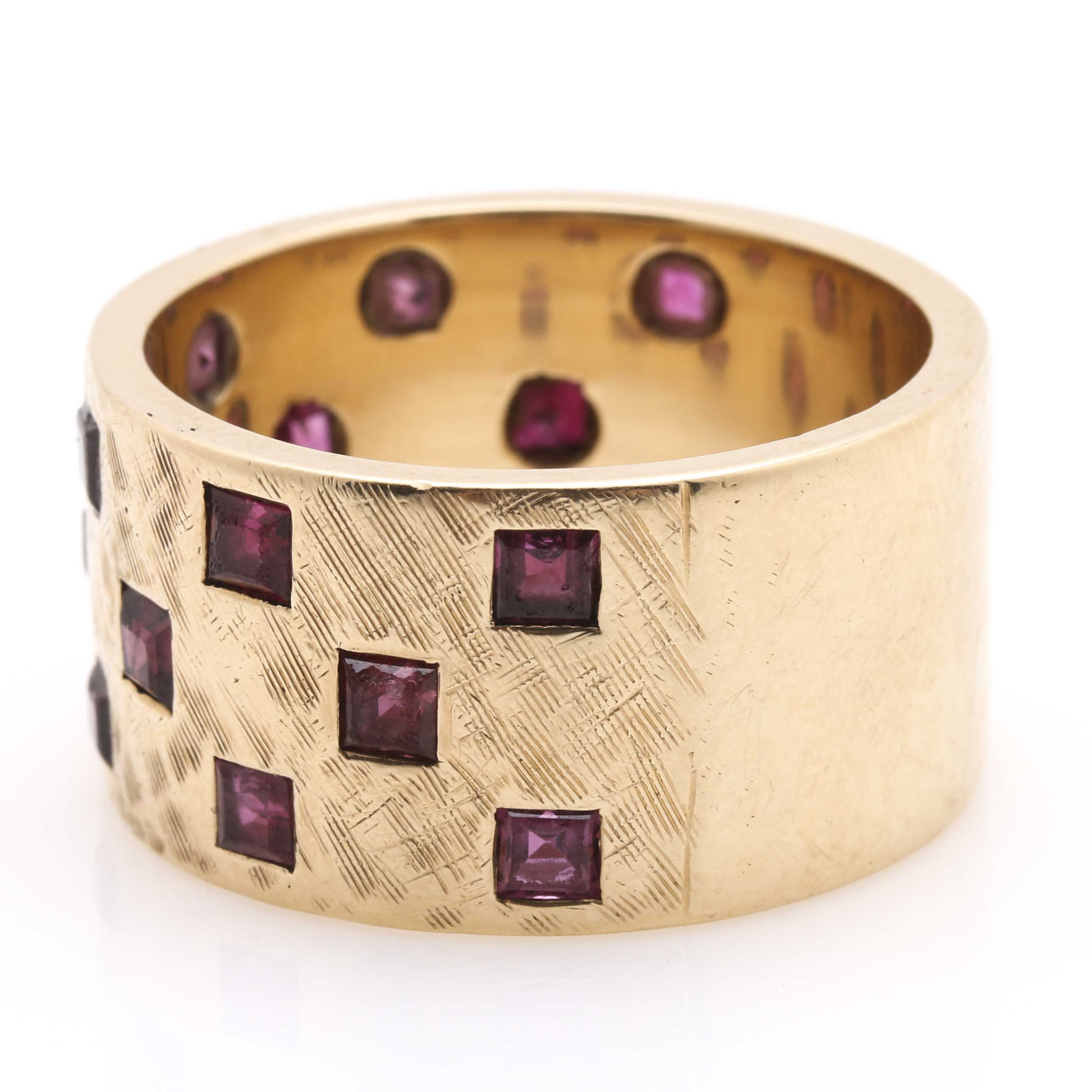 Contemporary 14K Yellow Gold Ruby Ring