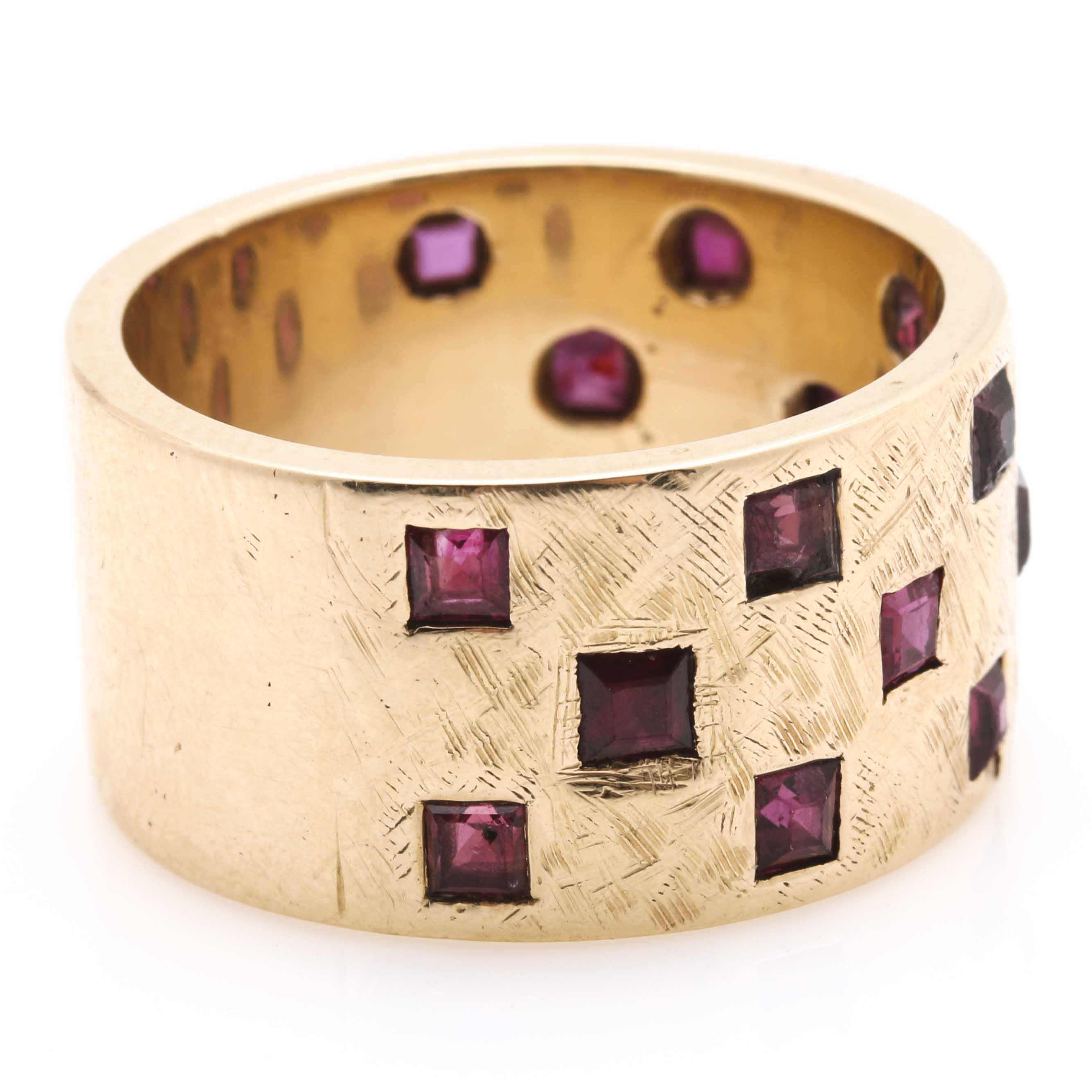 Contemporary 14K Yellow Gold Ruby Ring