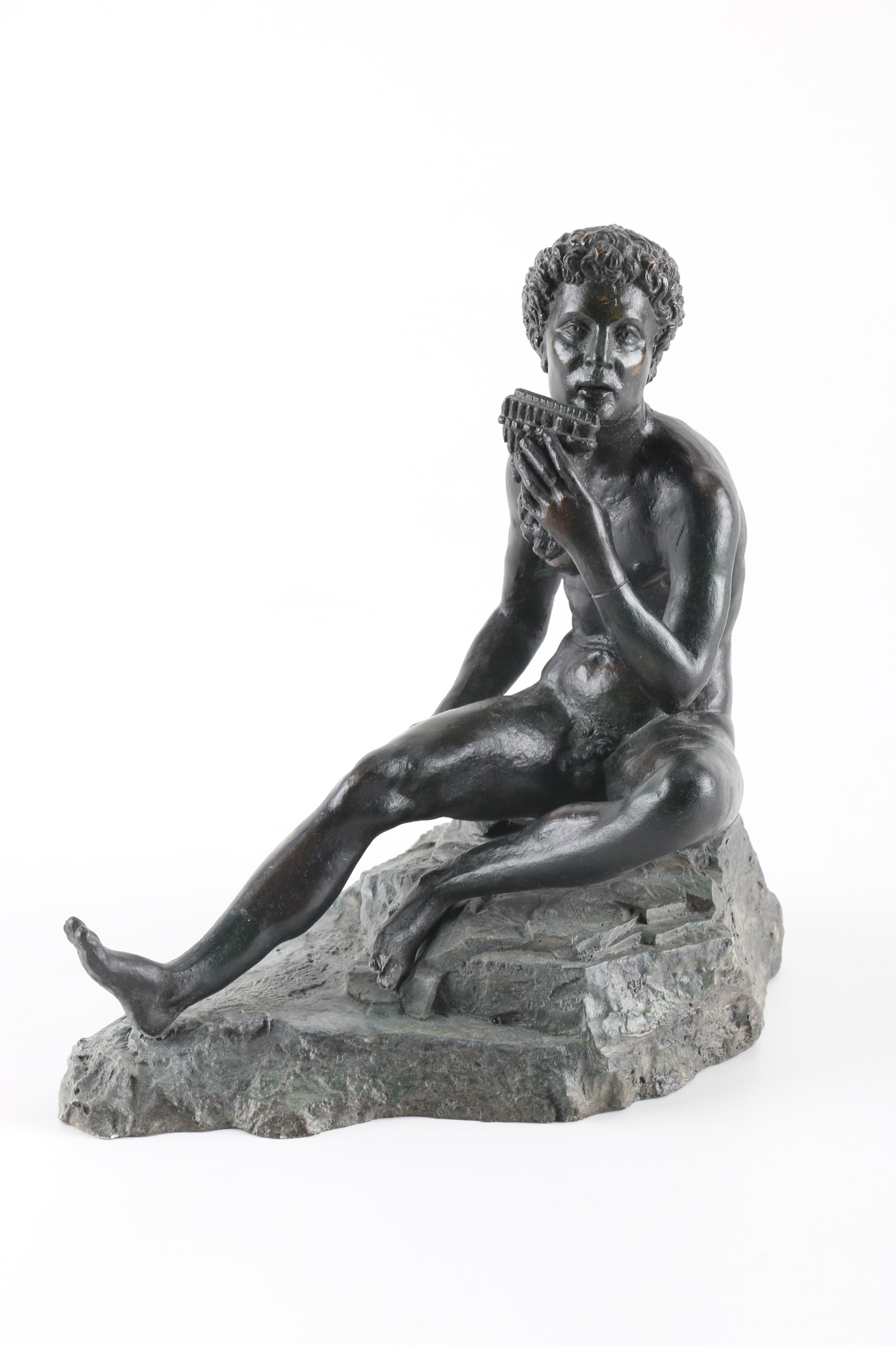 Cast Resin Reproduction of a Shepherd Playing Panpipes