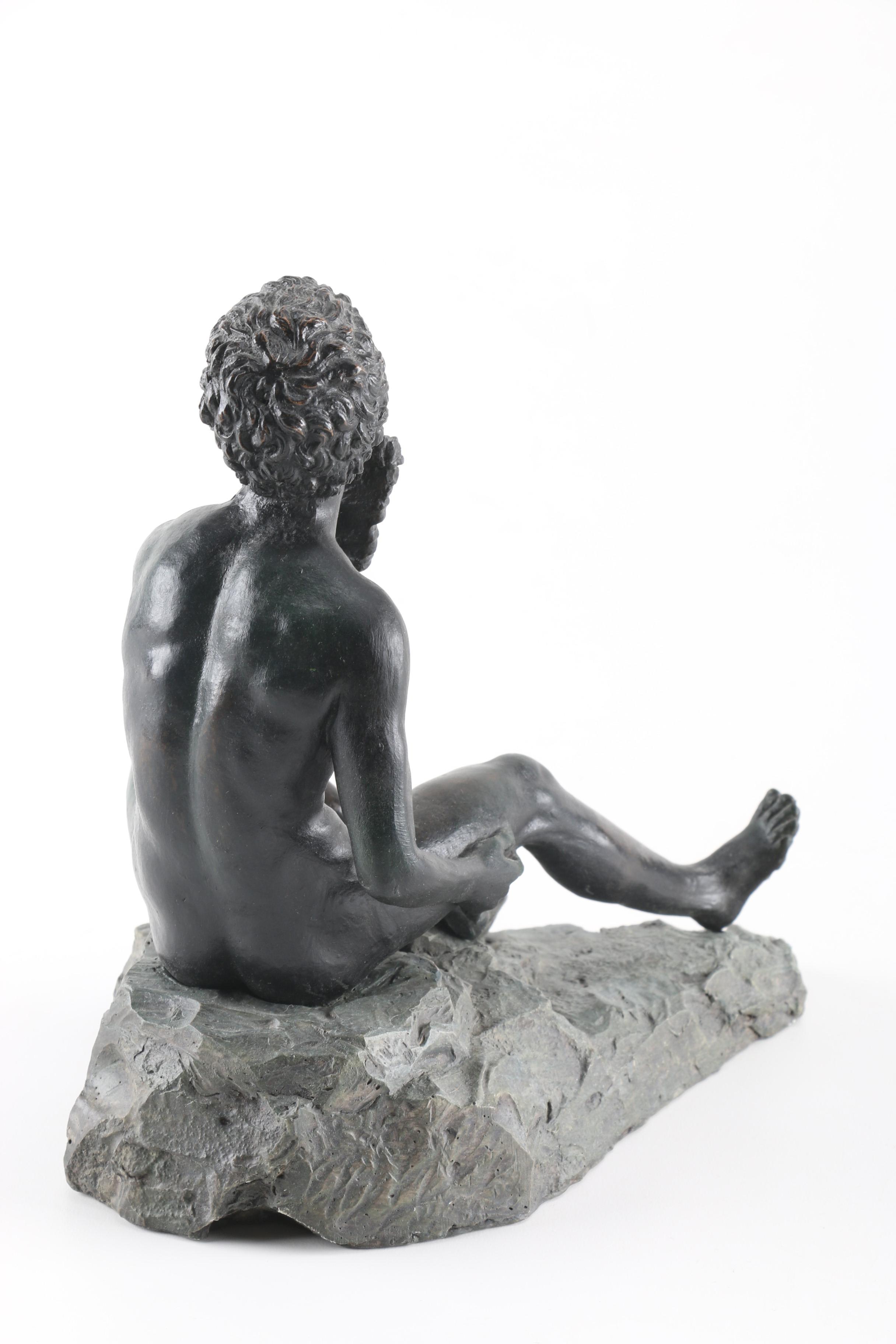 Cast Resin Reproduction of a Shepherd Playing Panpipes