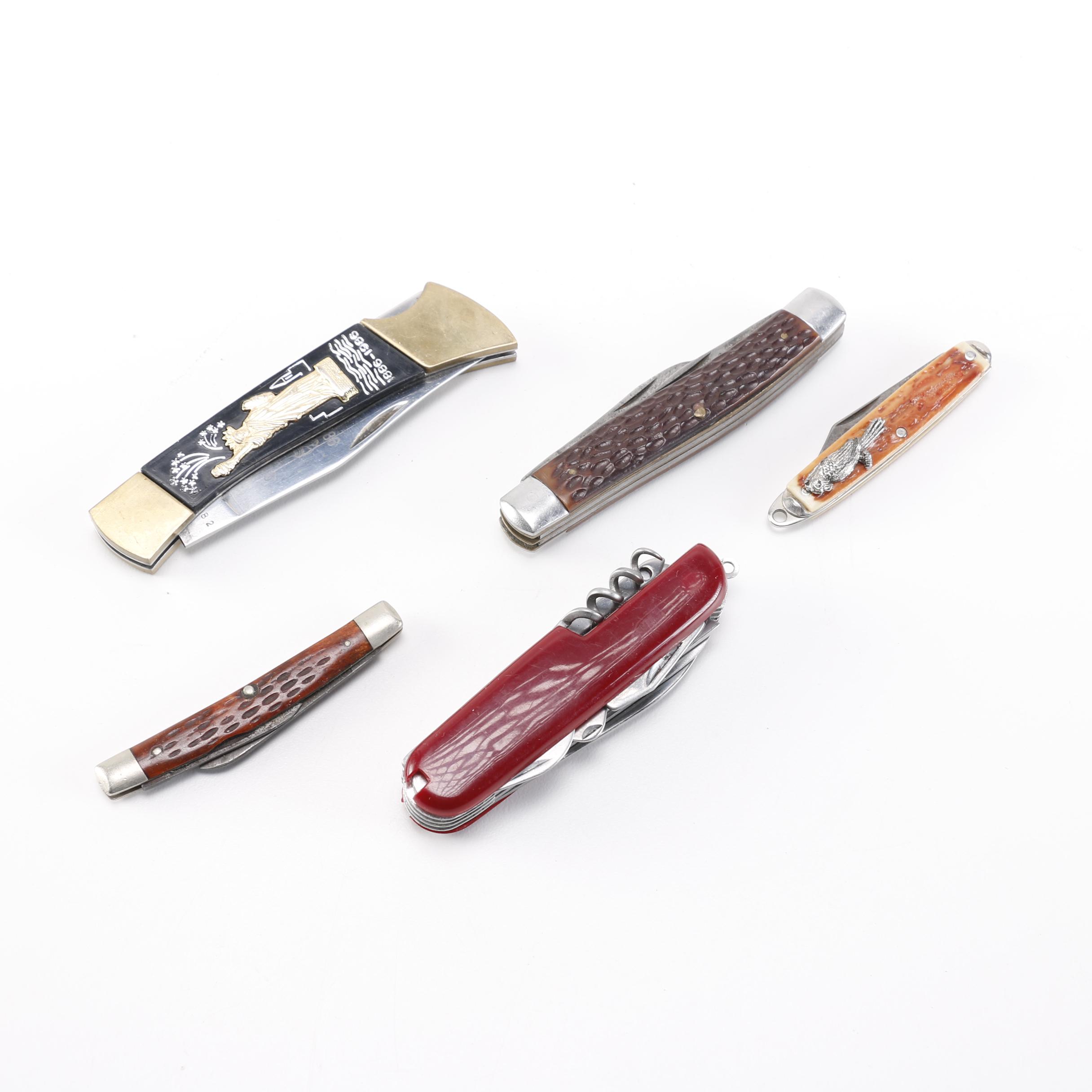 Assortment of Five Folding PocketKnives