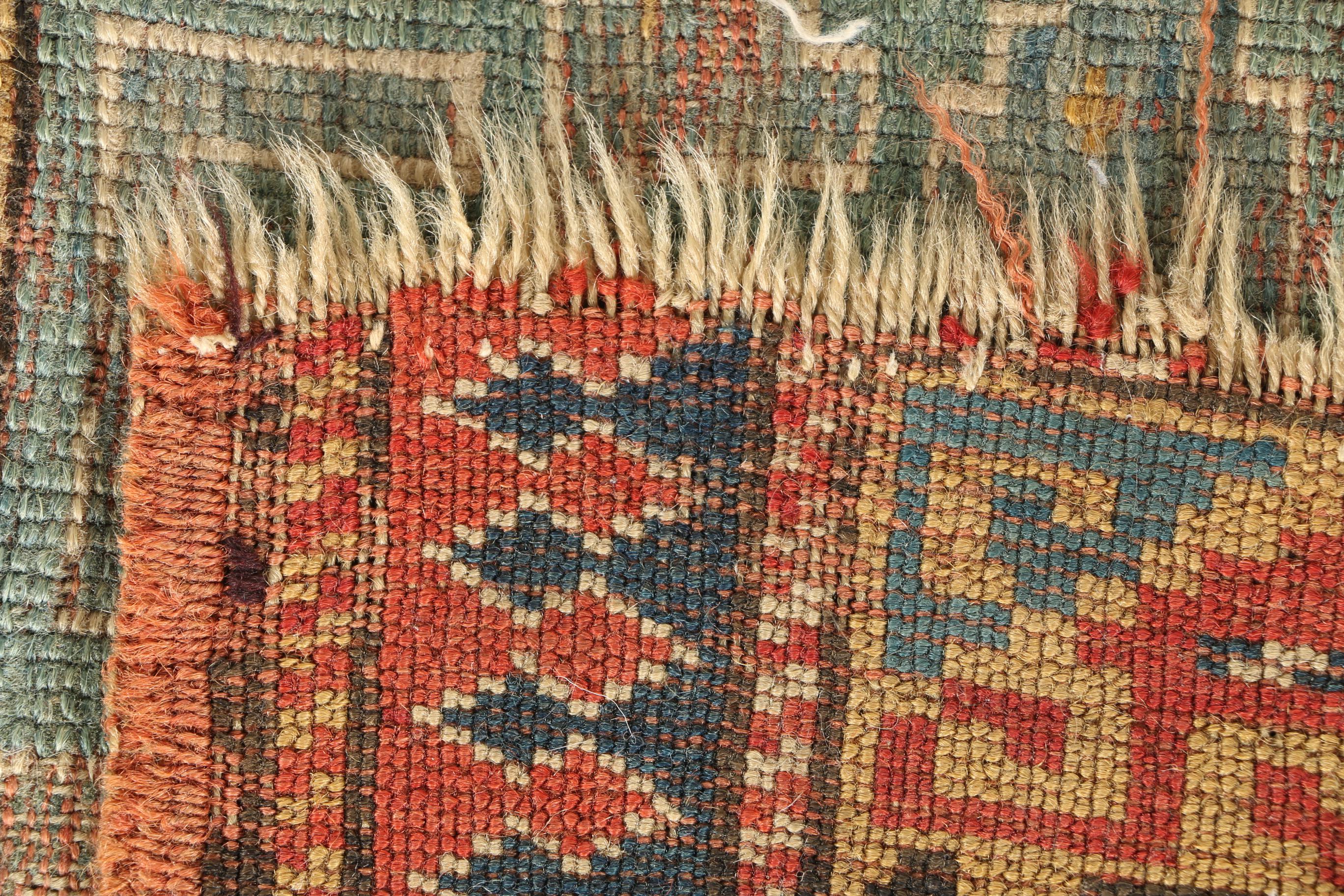 Antique Lesghi Tribal Wool Accent Rug