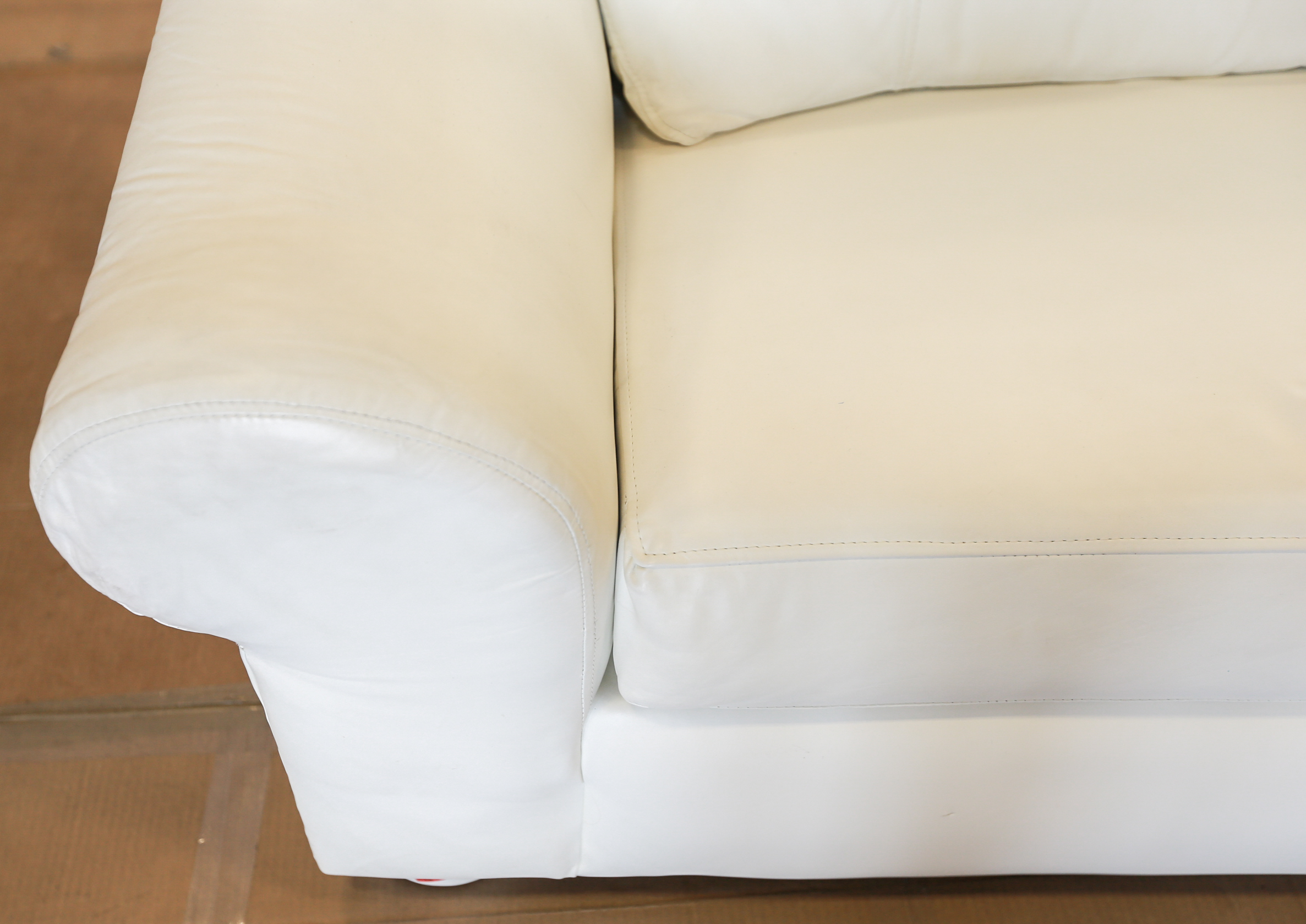 Contemporary White Leather Sofa by Leather Creations, Inc.