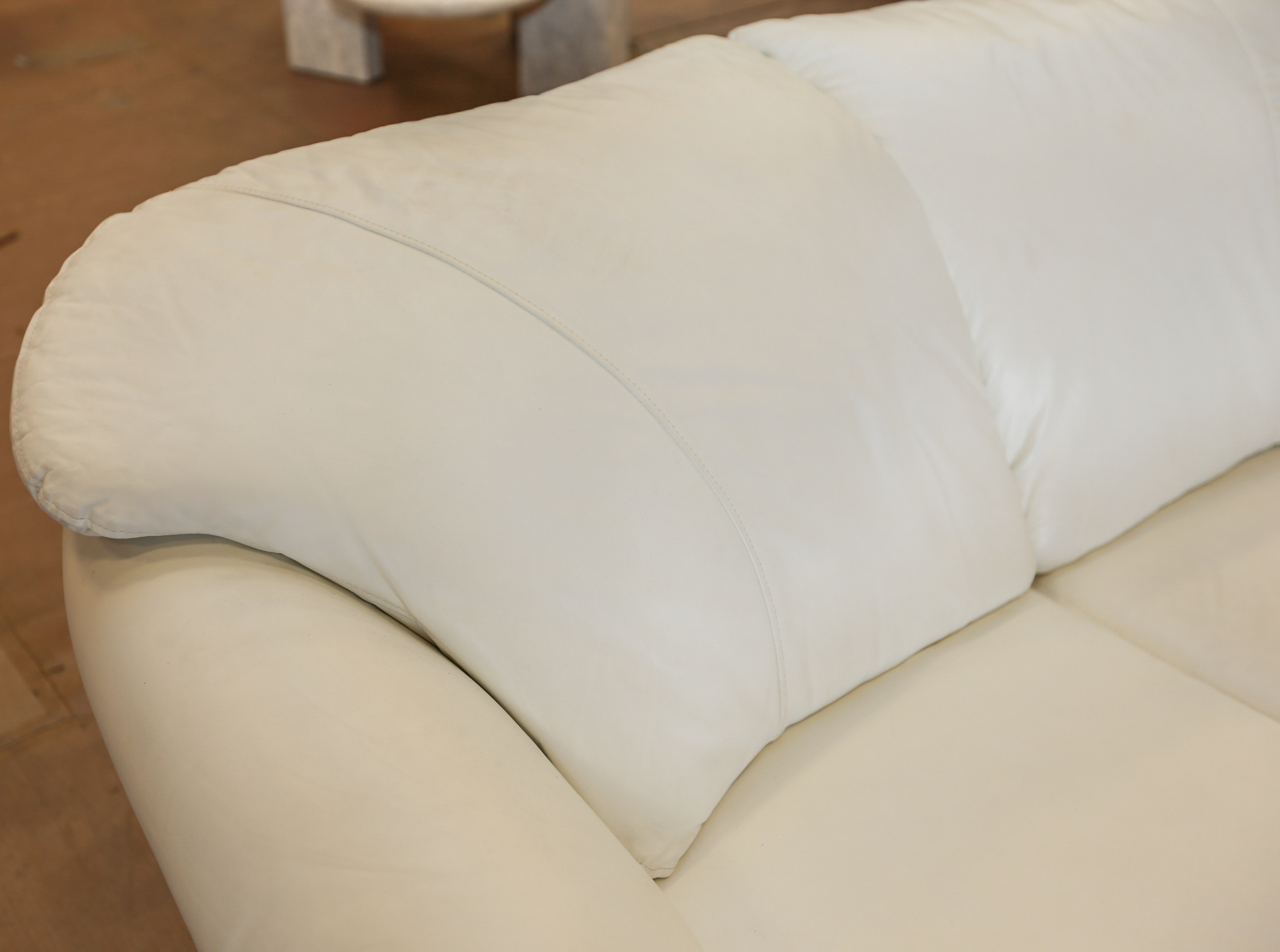 Contemporary White Leather Sofa by Leather Creations, Inc.