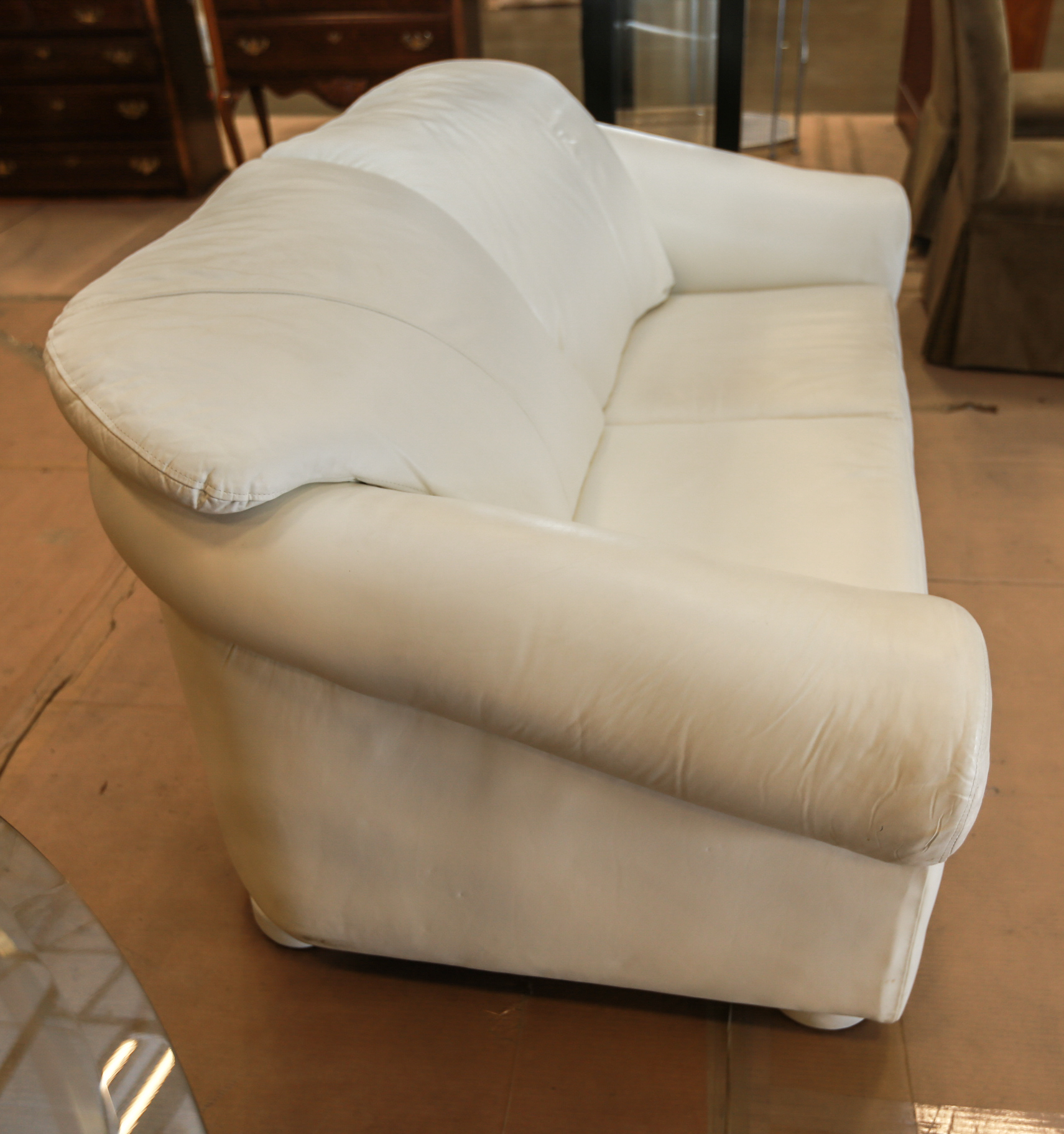 Contemporary White Leather Sofa by Leather Creations, Inc.