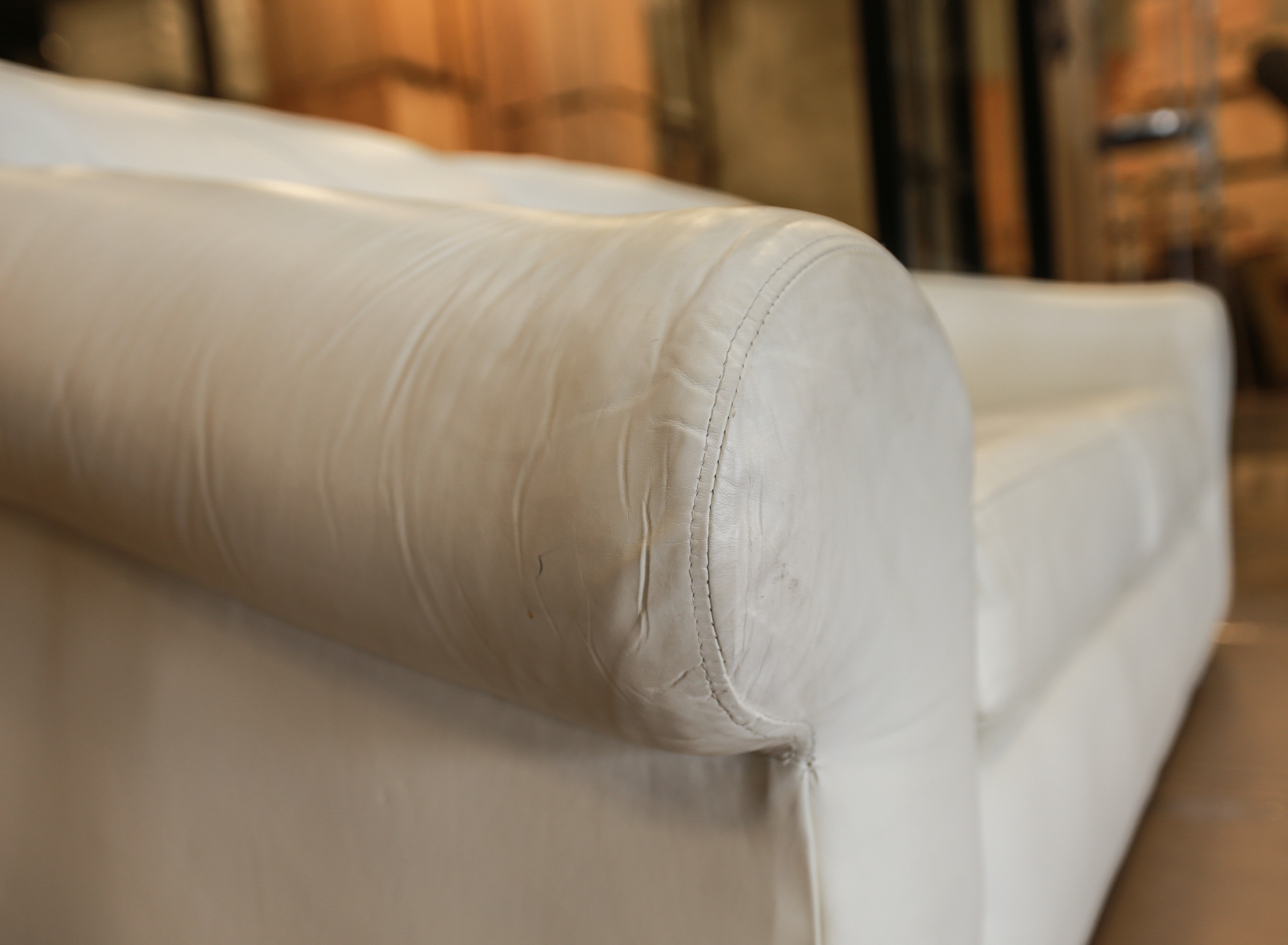 Contemporary White Leather Sofa by Leather Creations, Inc.
