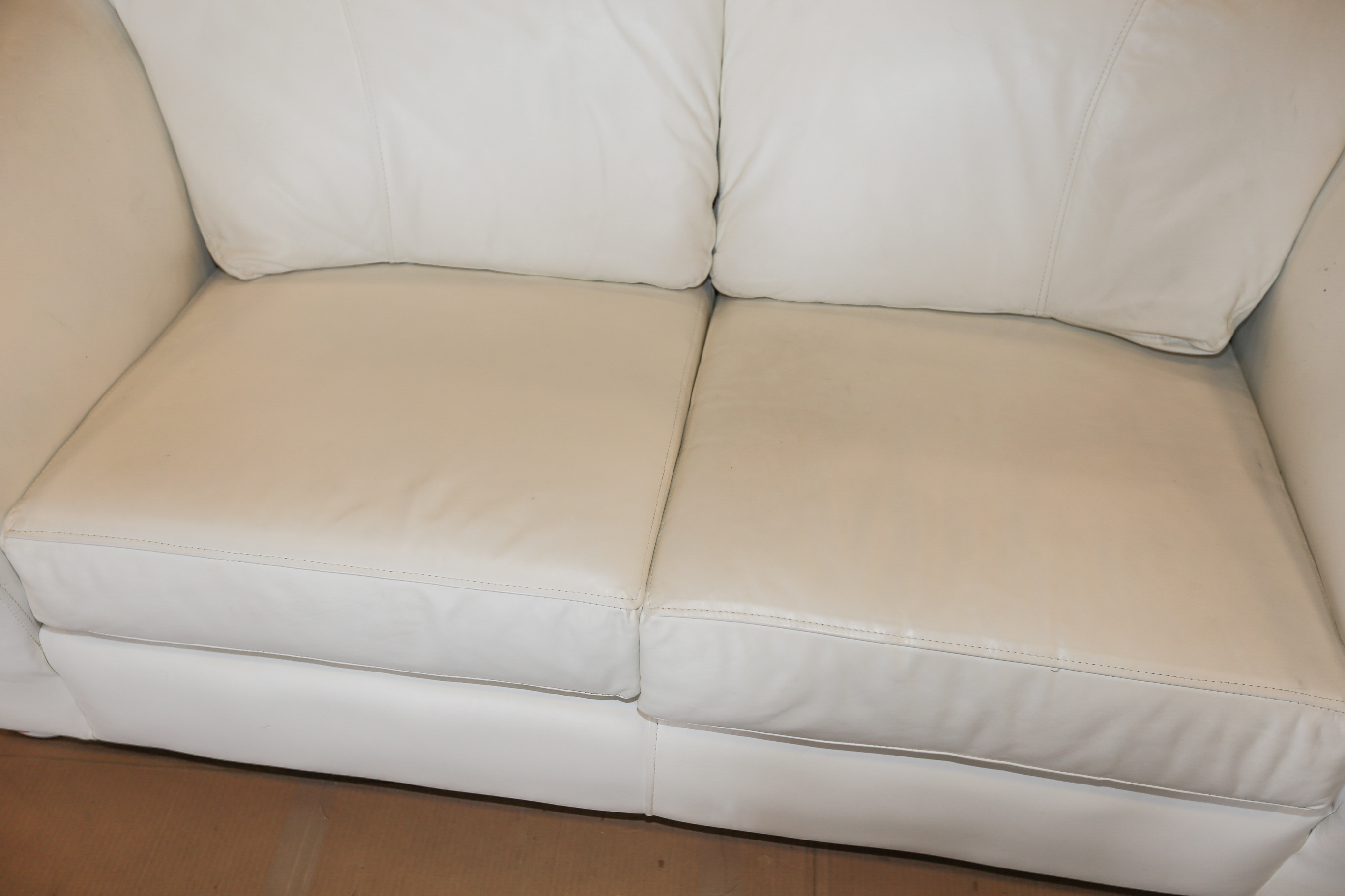 Contemporary White Leather Sofa by Leather Creations, Inc.