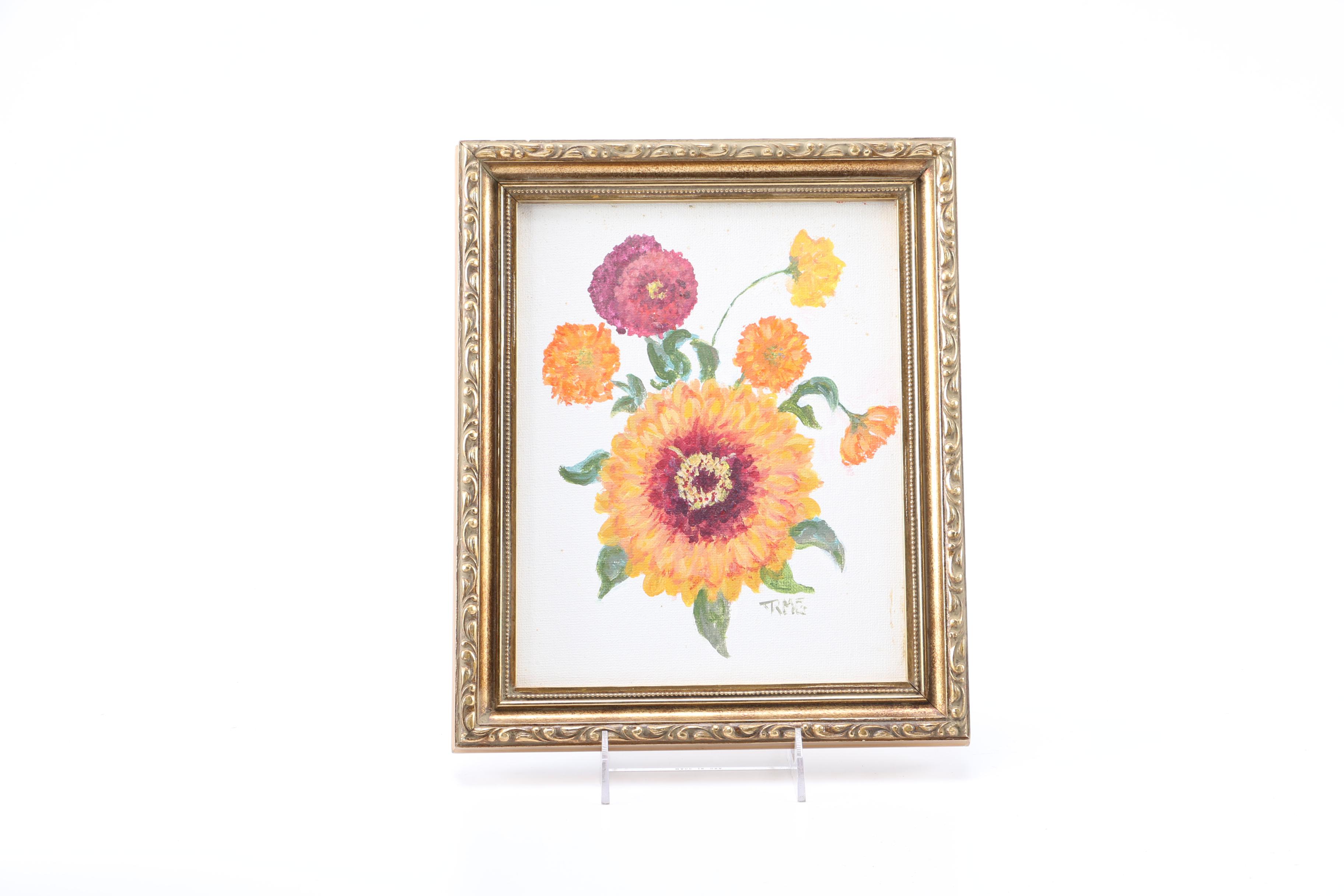 Acrylic Paintings on Canvas Board of Floral Arrangements