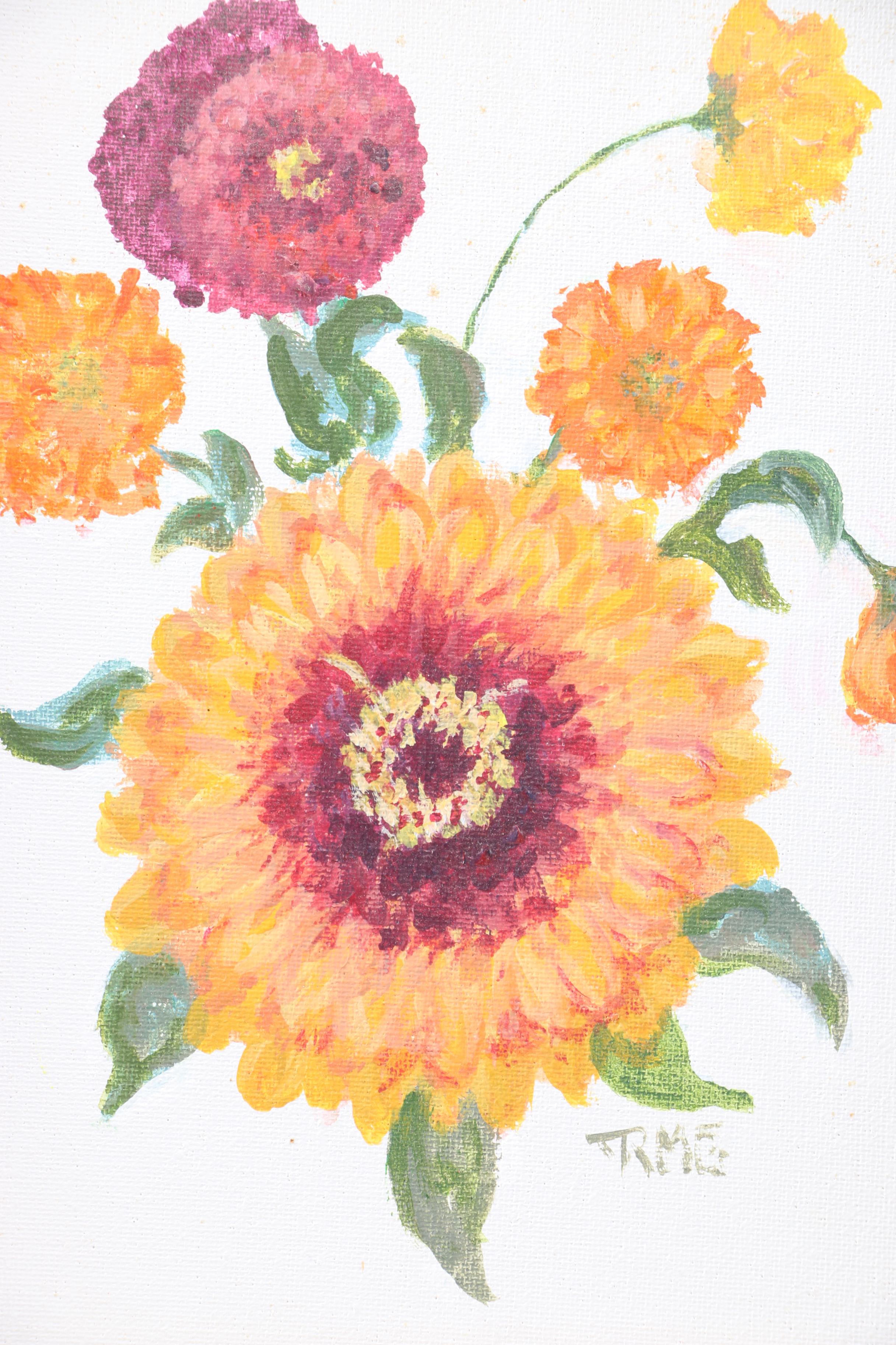 Acrylic Paintings on Canvas Board of Floral Arrangements