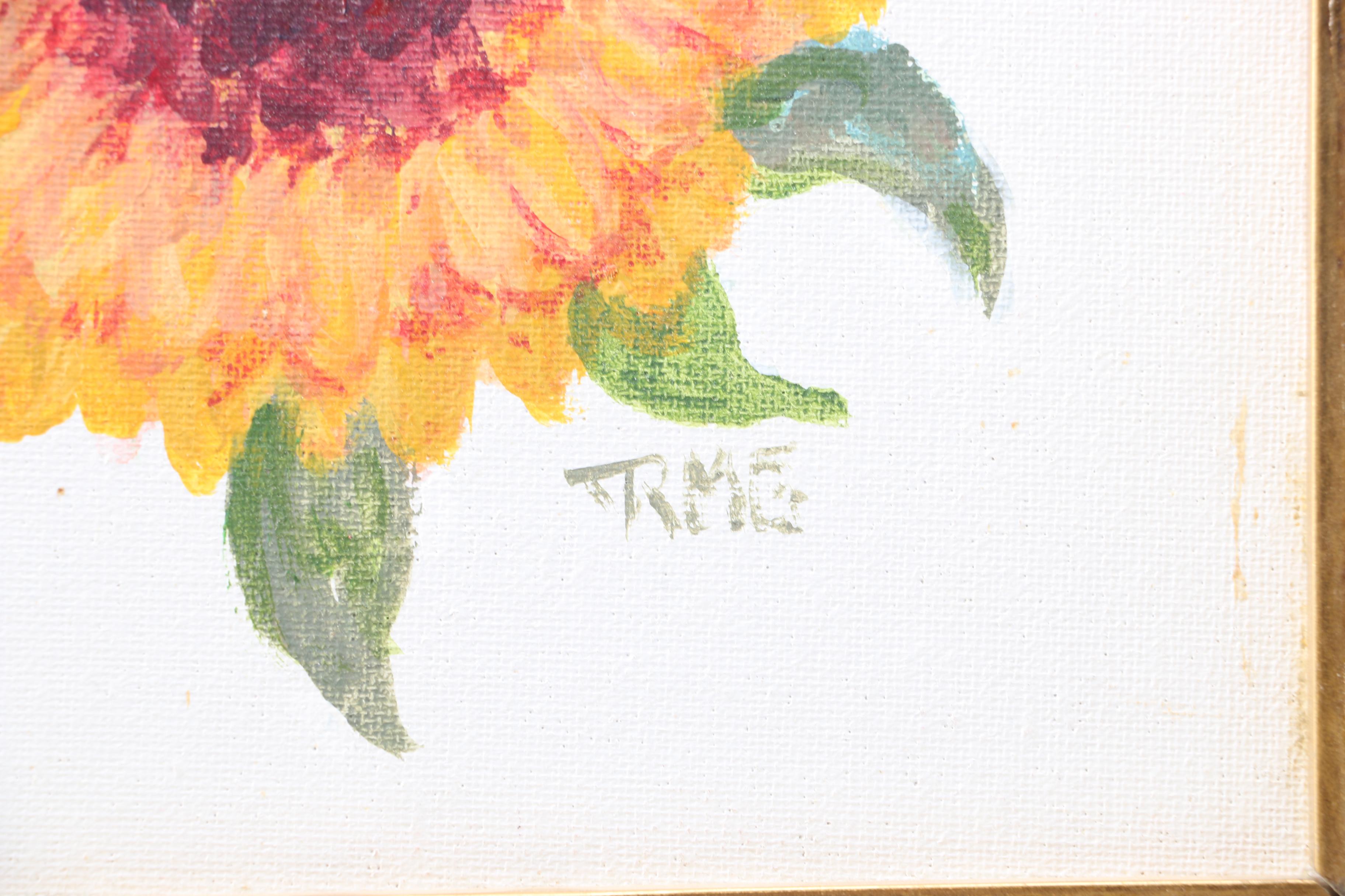 Acrylic Paintings on Canvas Board of Floral Arrangements