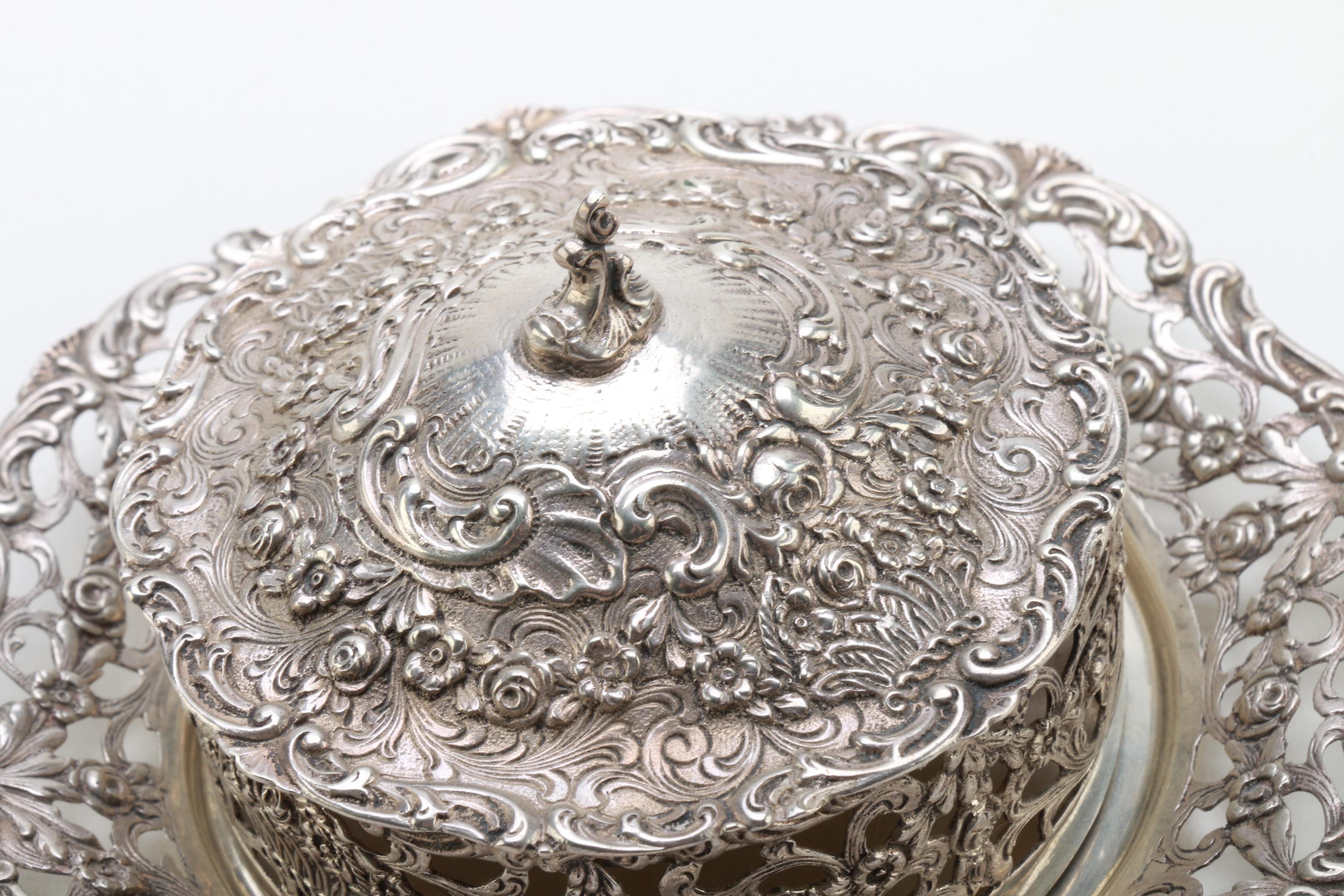 German 800 Silver Butter Dish and Stand