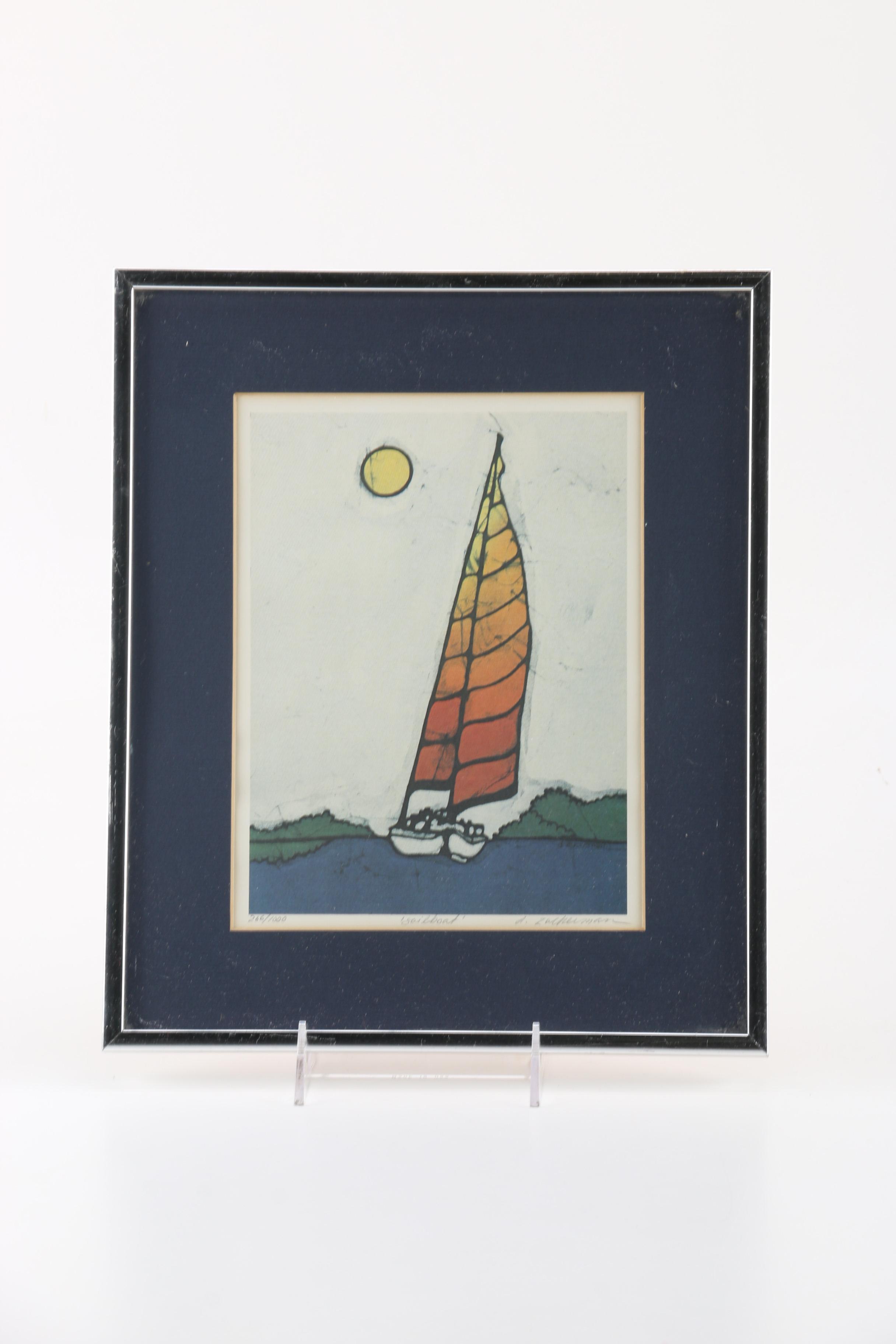 Deborah Zuckerman Limited Edition Offset Lithographs "Rainbow" and "Sailboat"