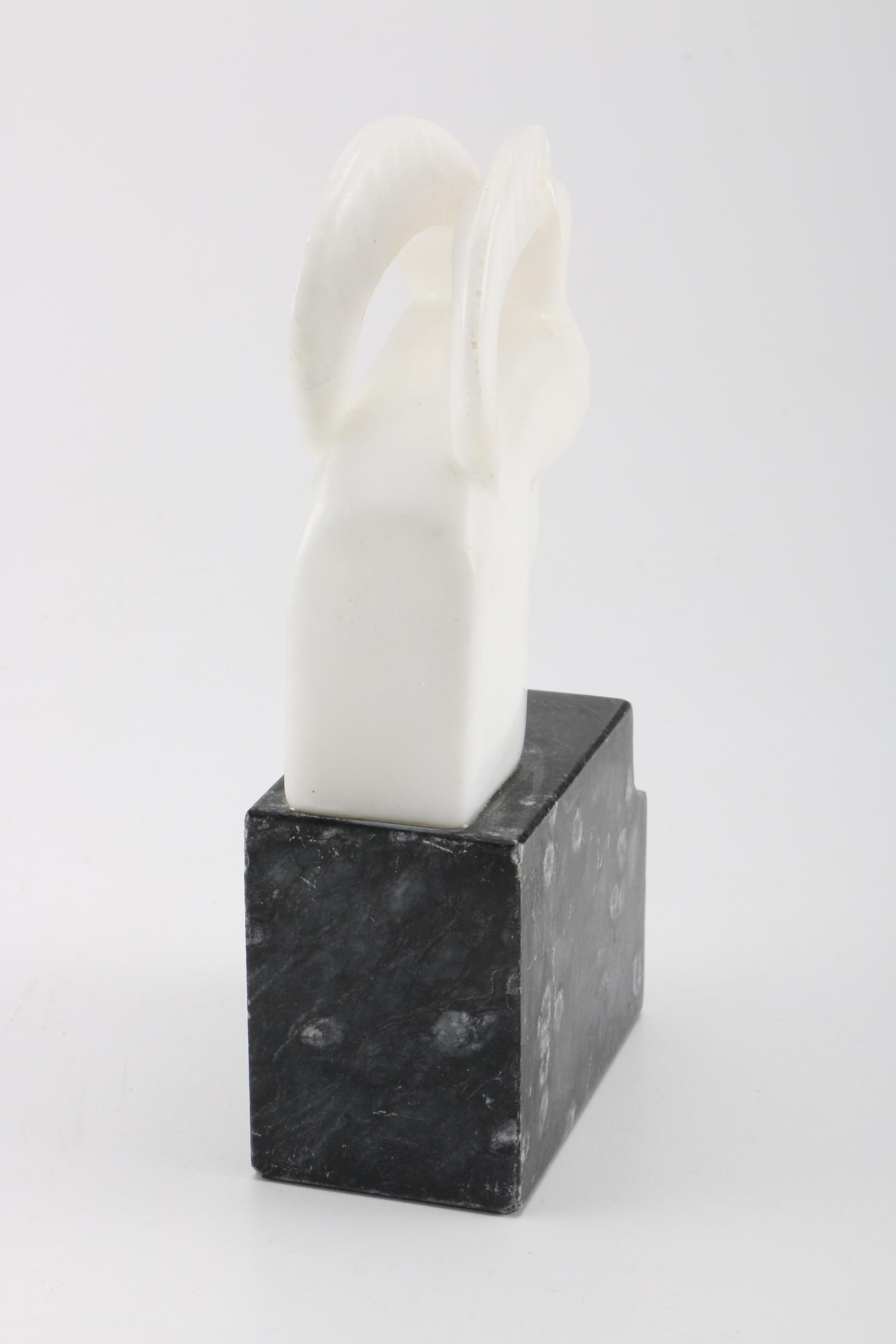 Vintage Art Deco Style Marble Ram's Head Sculpture