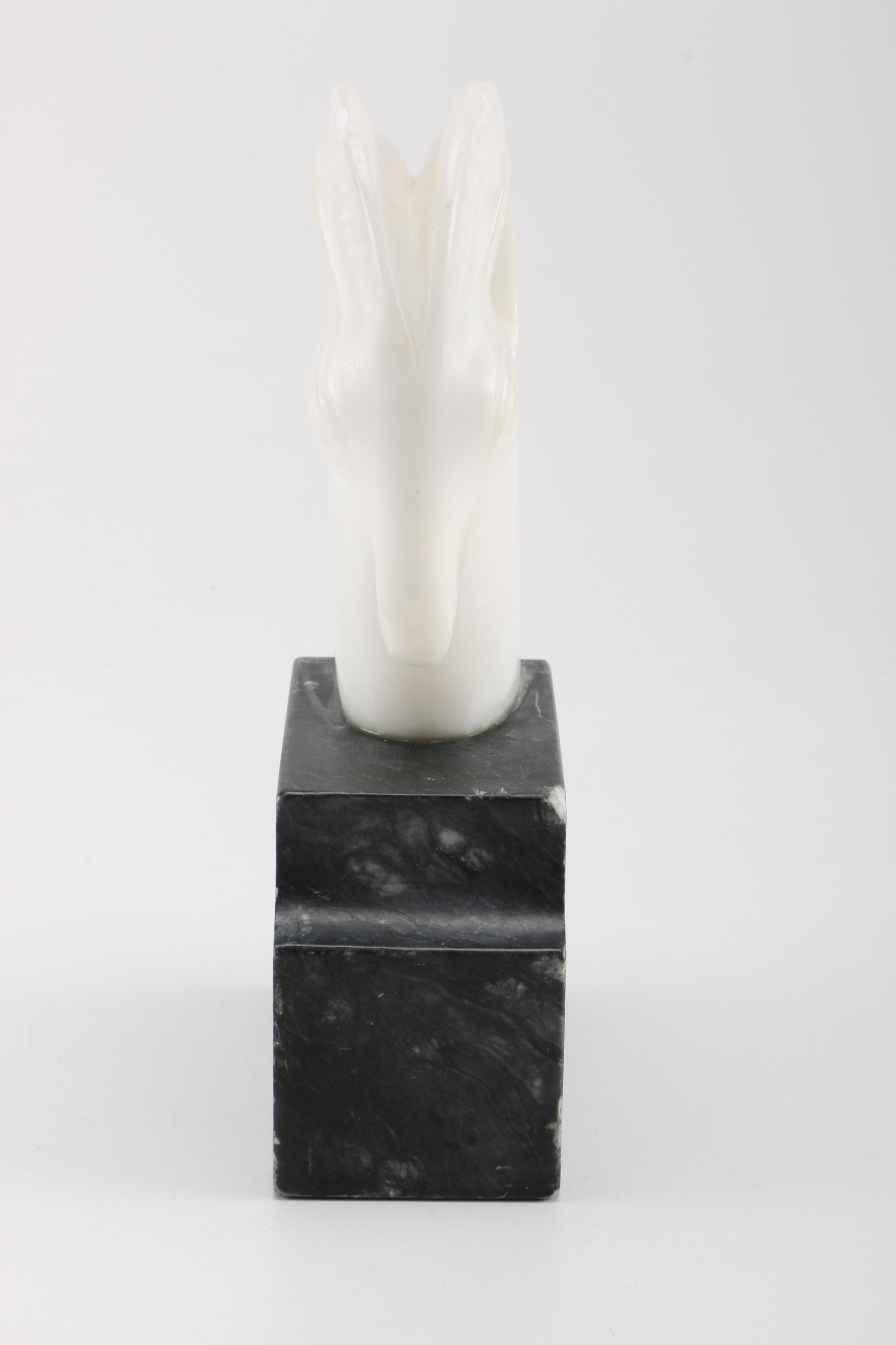 Vintage Art Deco Style Marble Ram's Head Sculpture