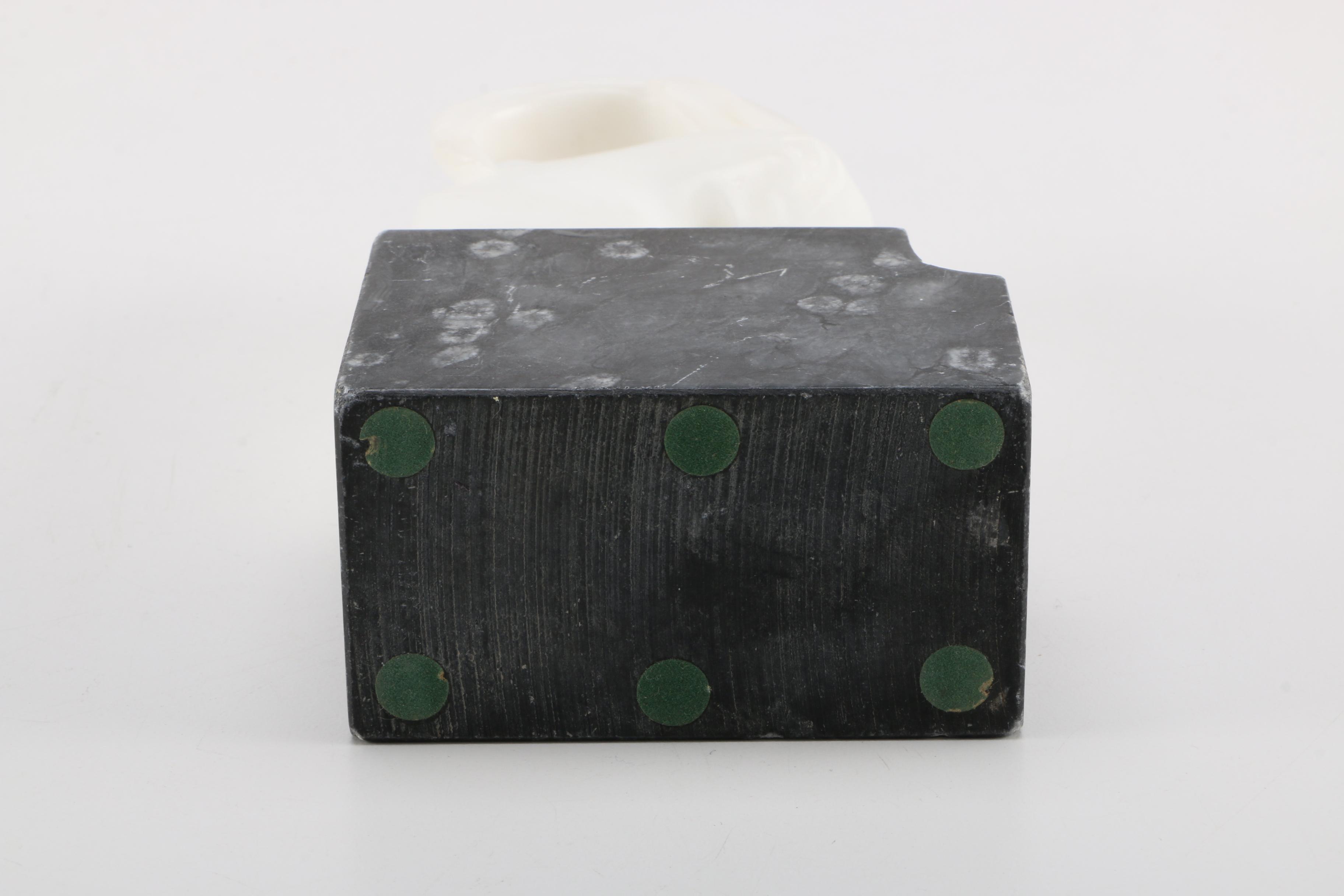 Vintage Art Deco Style Marble Ram's Head Sculpture