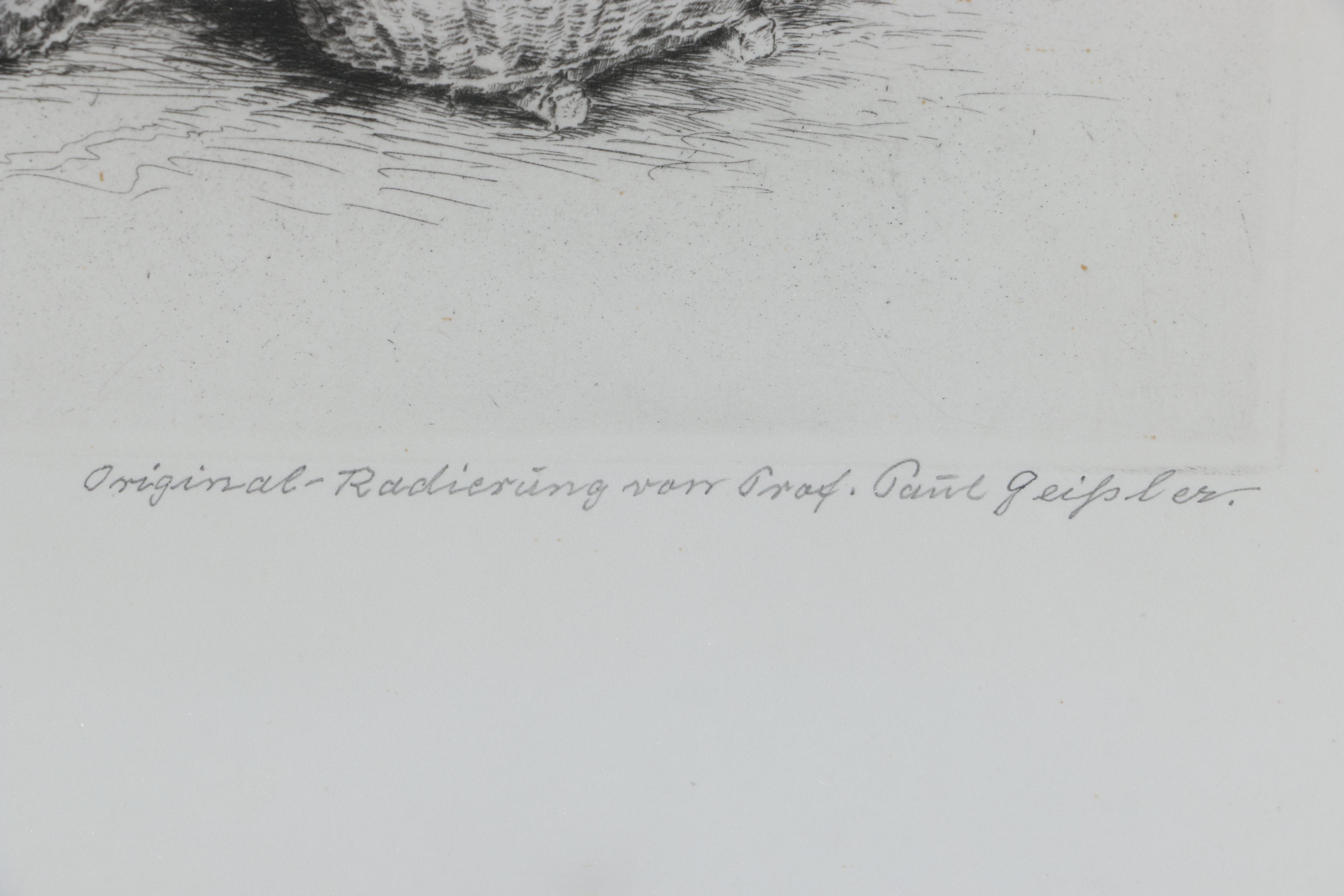 Prof. Paul Geissler Etchings "Gemüsemann"