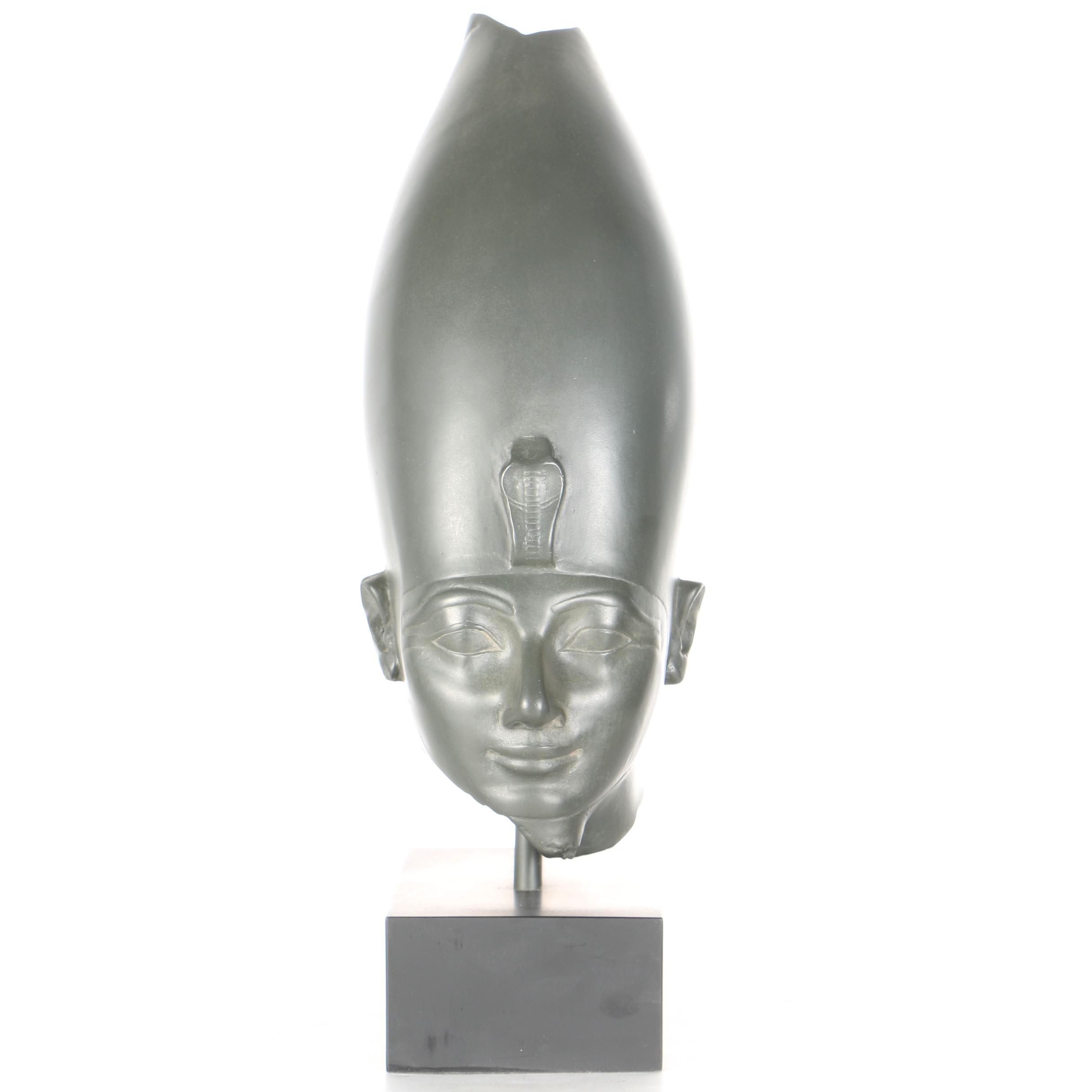 Cast Resin Sculpture After Ancient Egyptian Bust