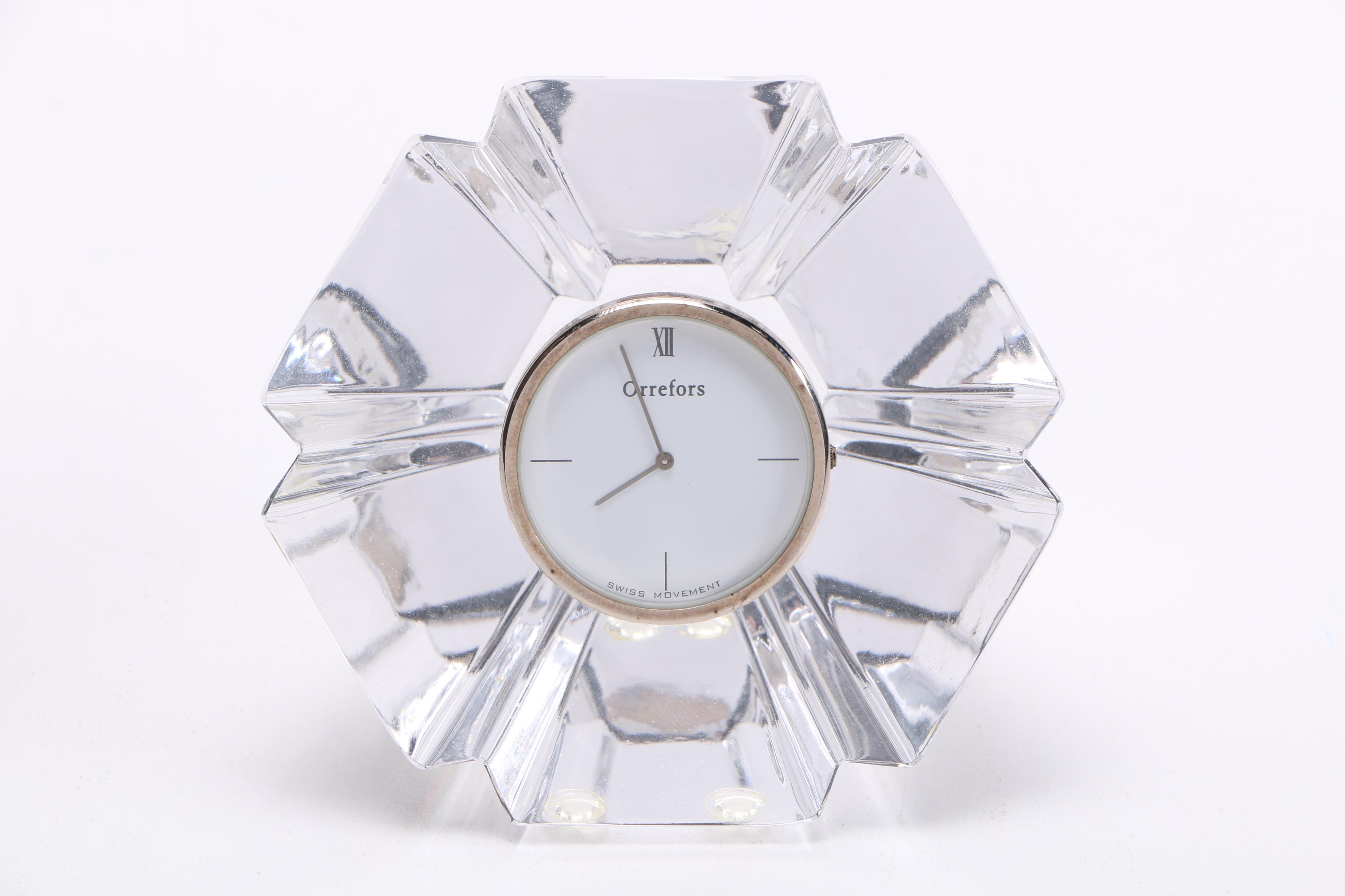 Orrefors Swiss Crystal Desk Clock