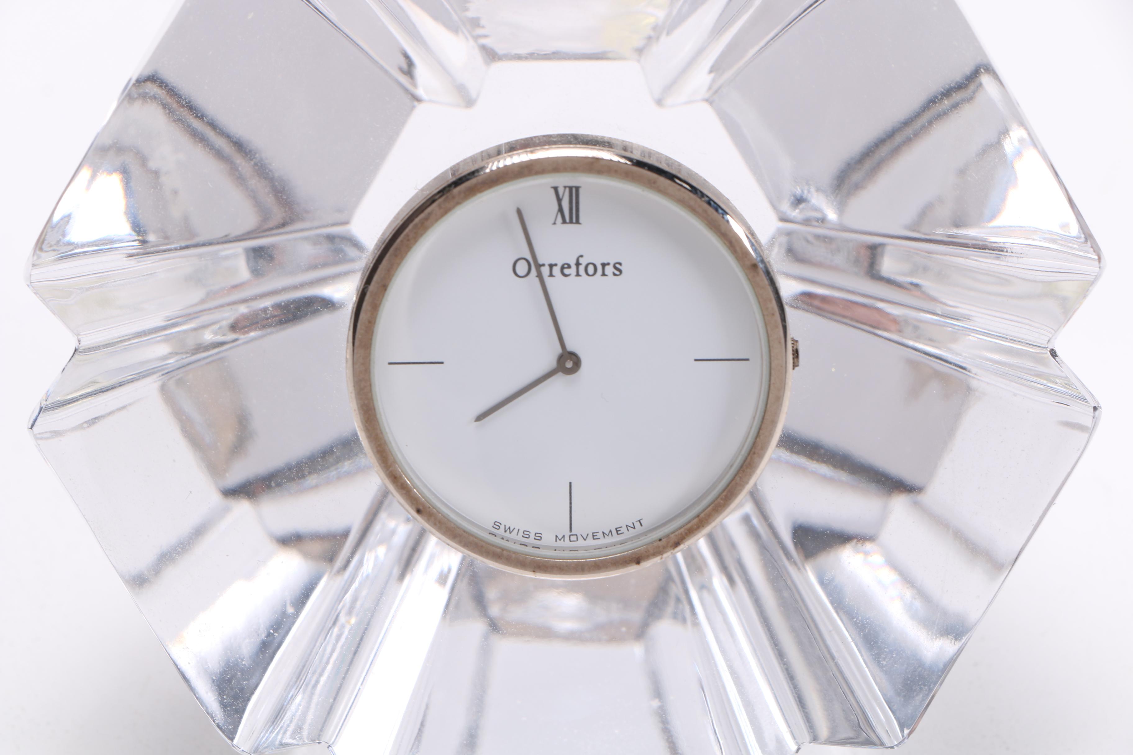 Orrefors Swiss Crystal Desk Clock