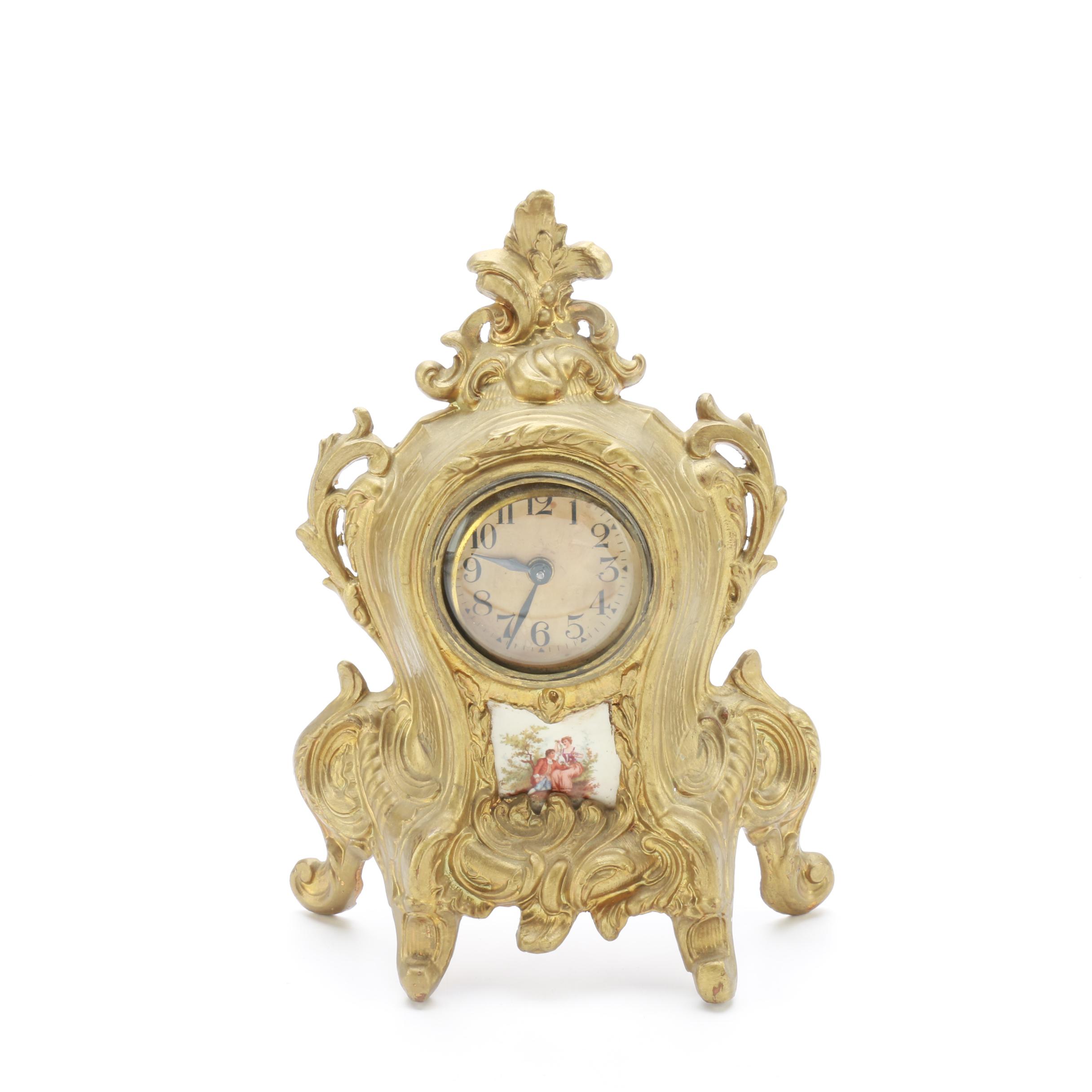 Brass and Enamel Mantel Clock