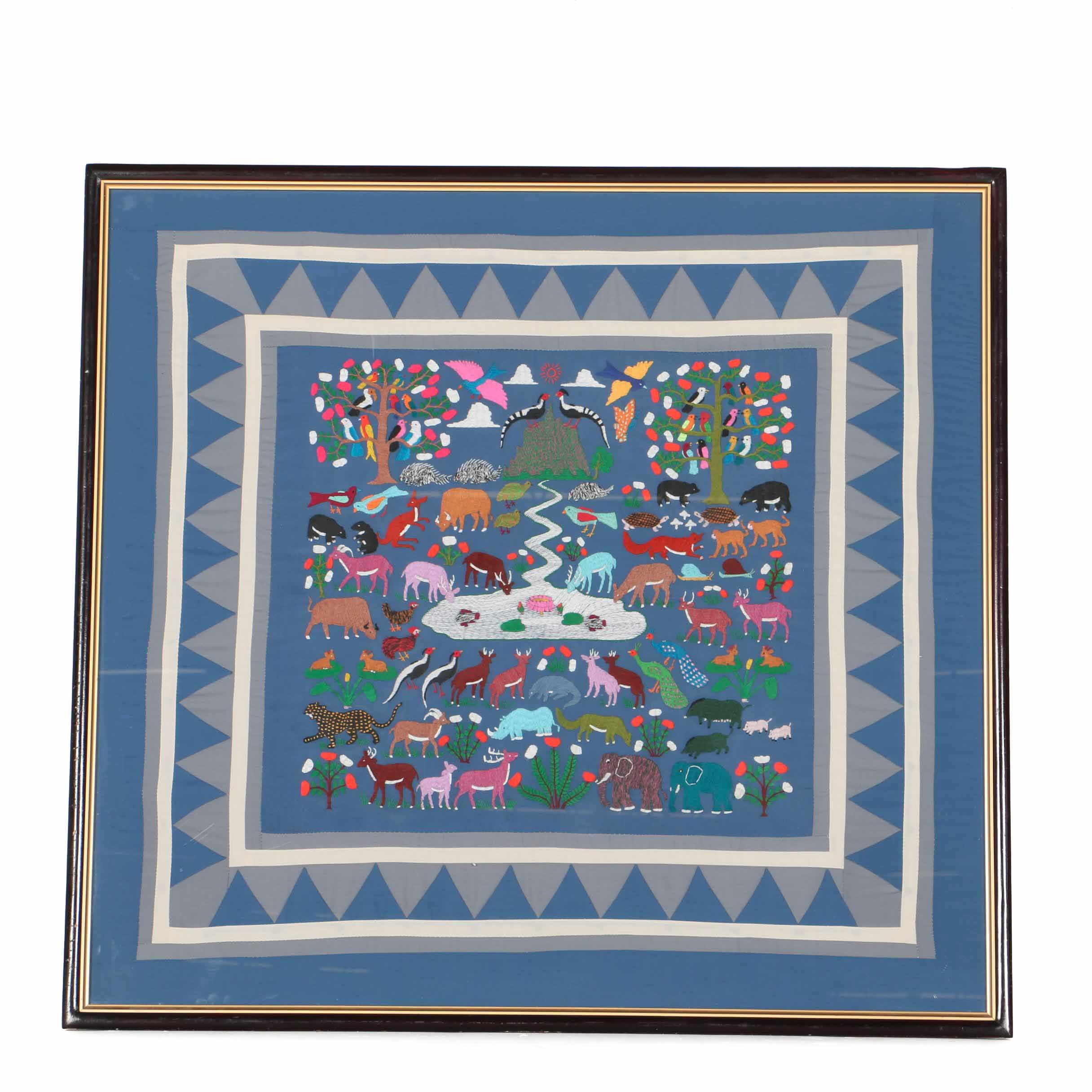 Framed Embroidered Quilt