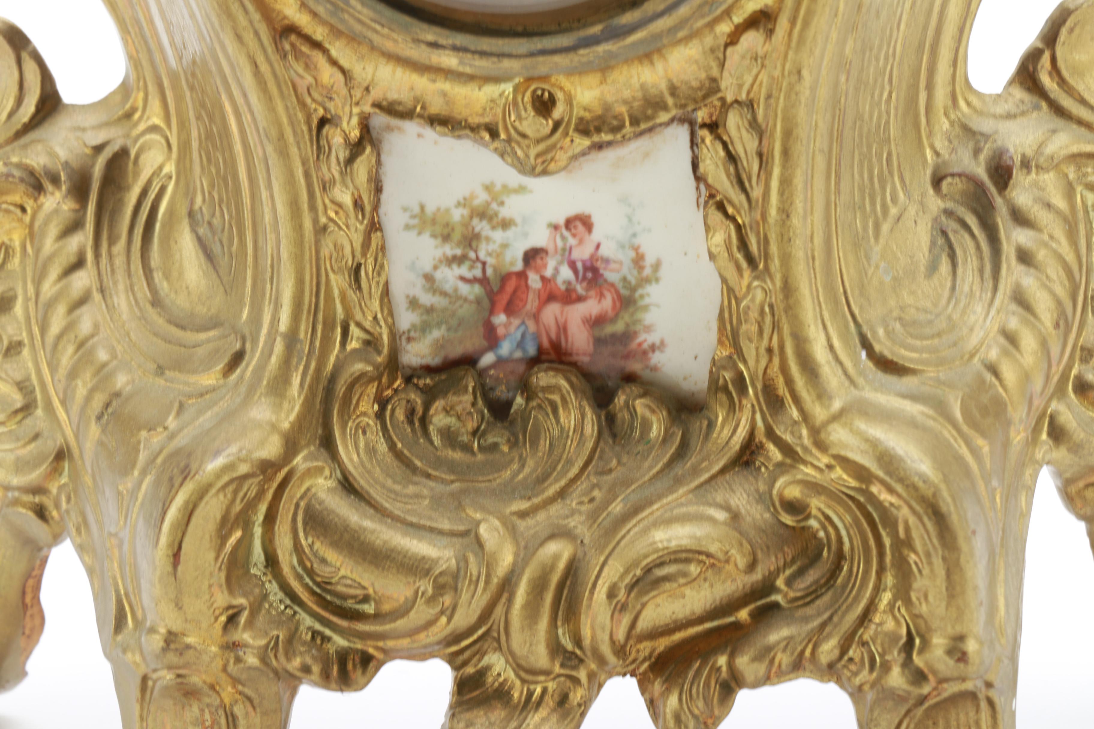 Brass and Enamel Mantel Clock