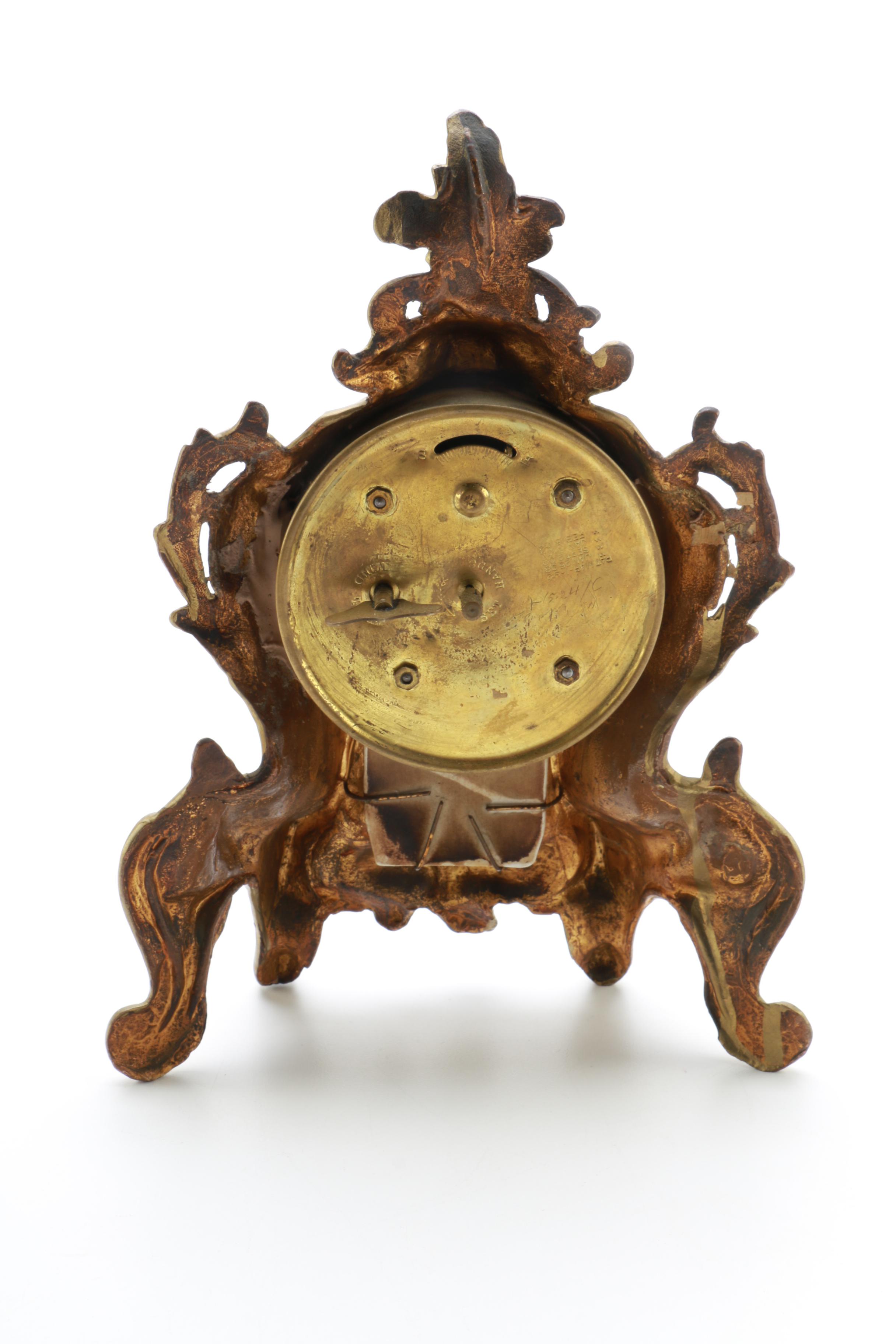 Brass and Enamel Mantel Clock