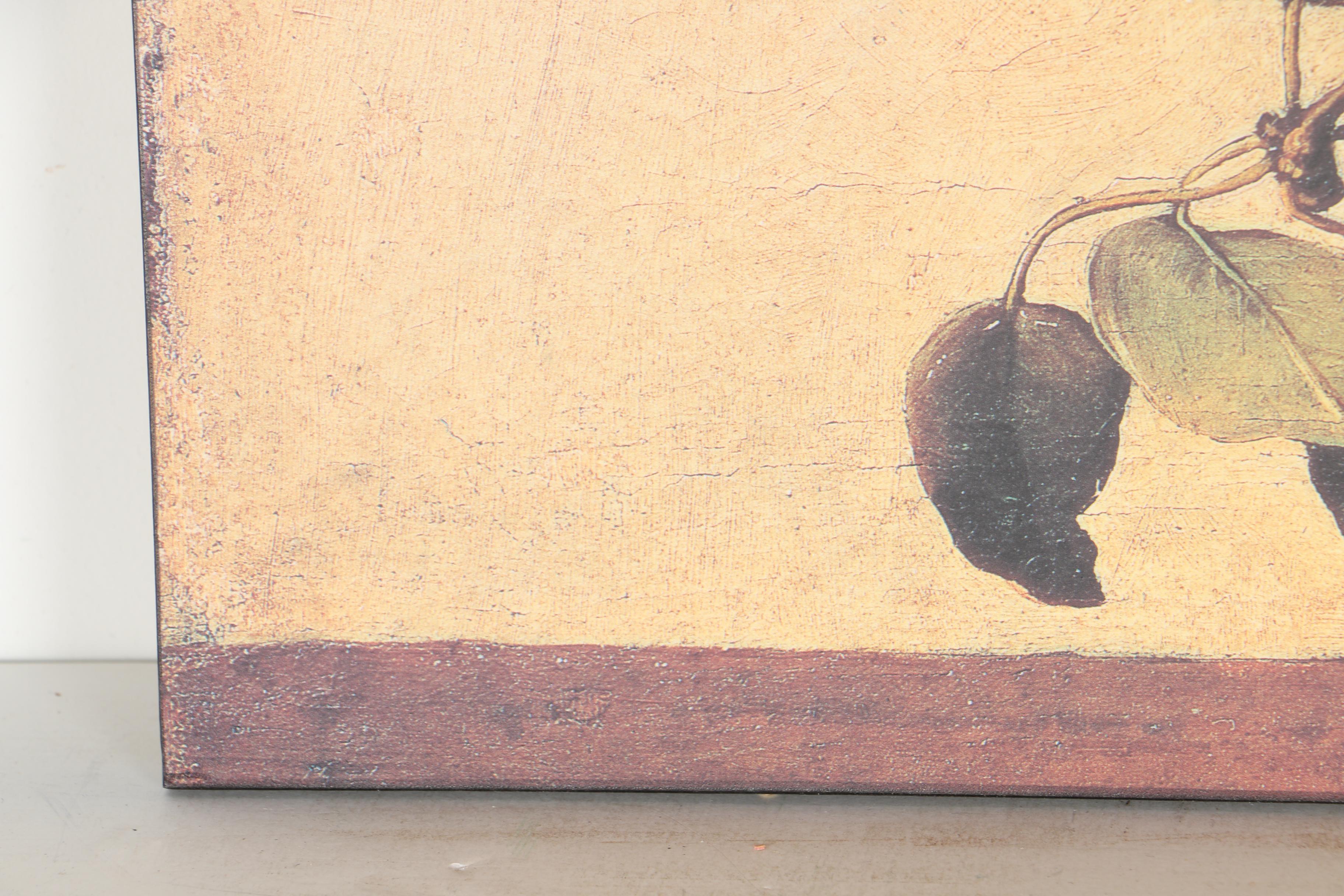 After Caravaggio Offset Lithograph on Panel of "Basket Of Fruit"