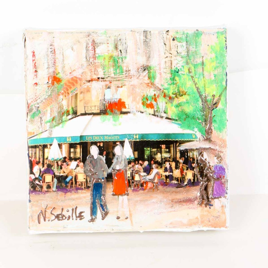 "Les Deux Magots" Mixed Media by Nicole Sebille