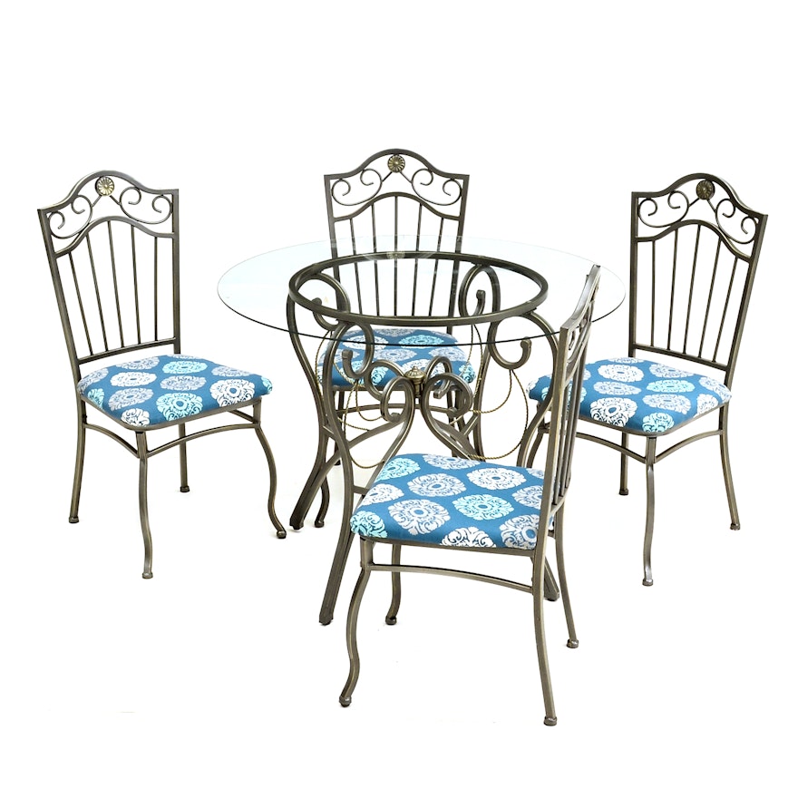 Decorative Metal and Glass Dining Set