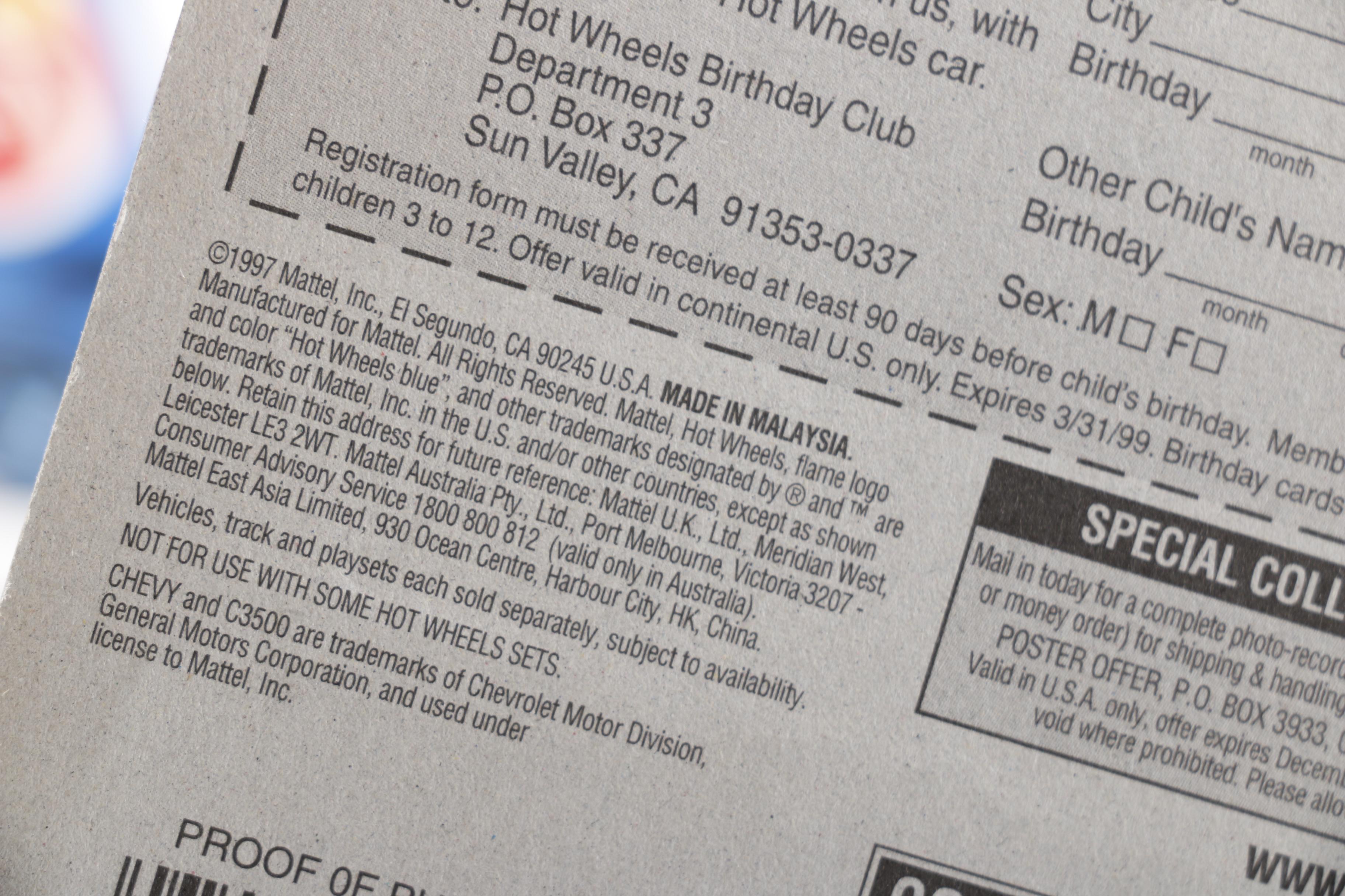 1990s Hot Wheels Die-Cast Cars