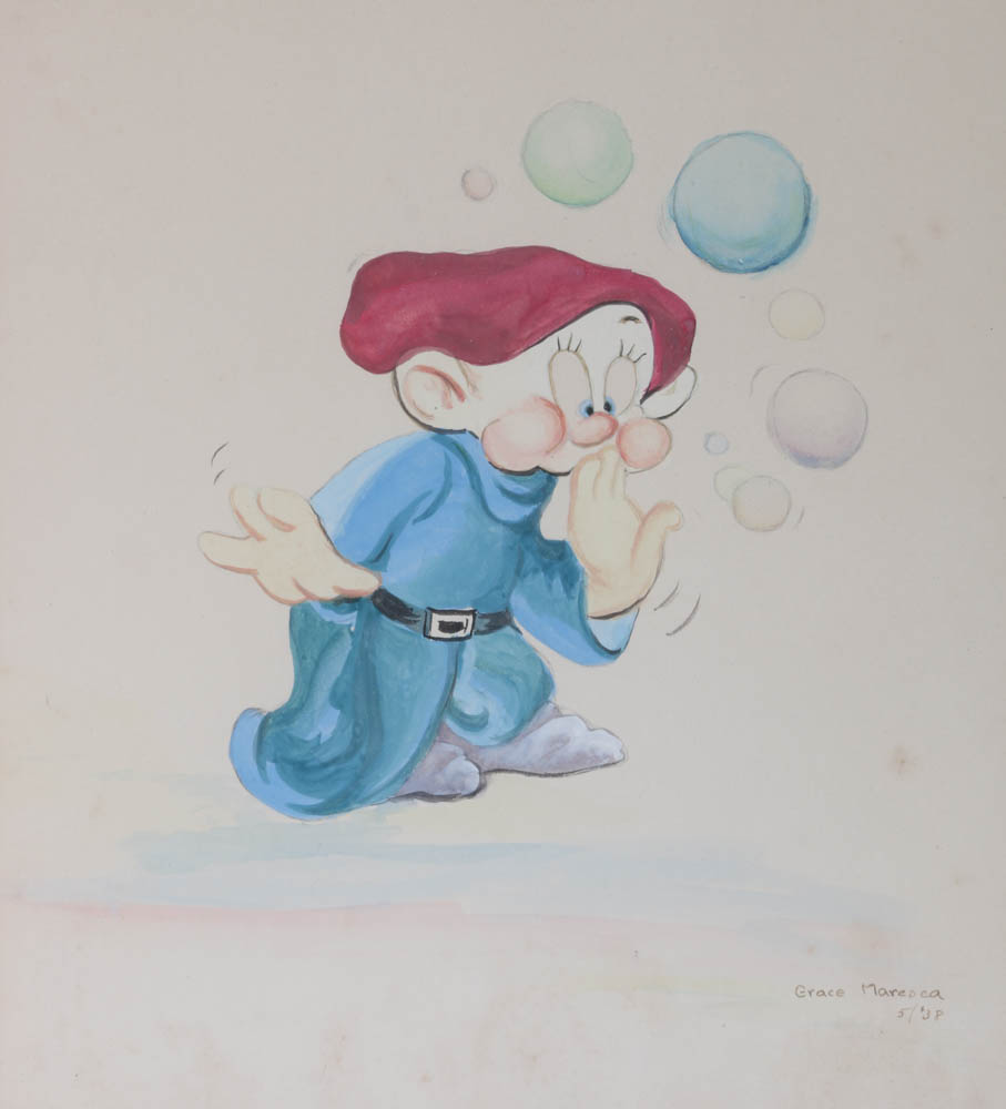 Grace Maresca Original 1938 Watercolor Illustration of Dopey