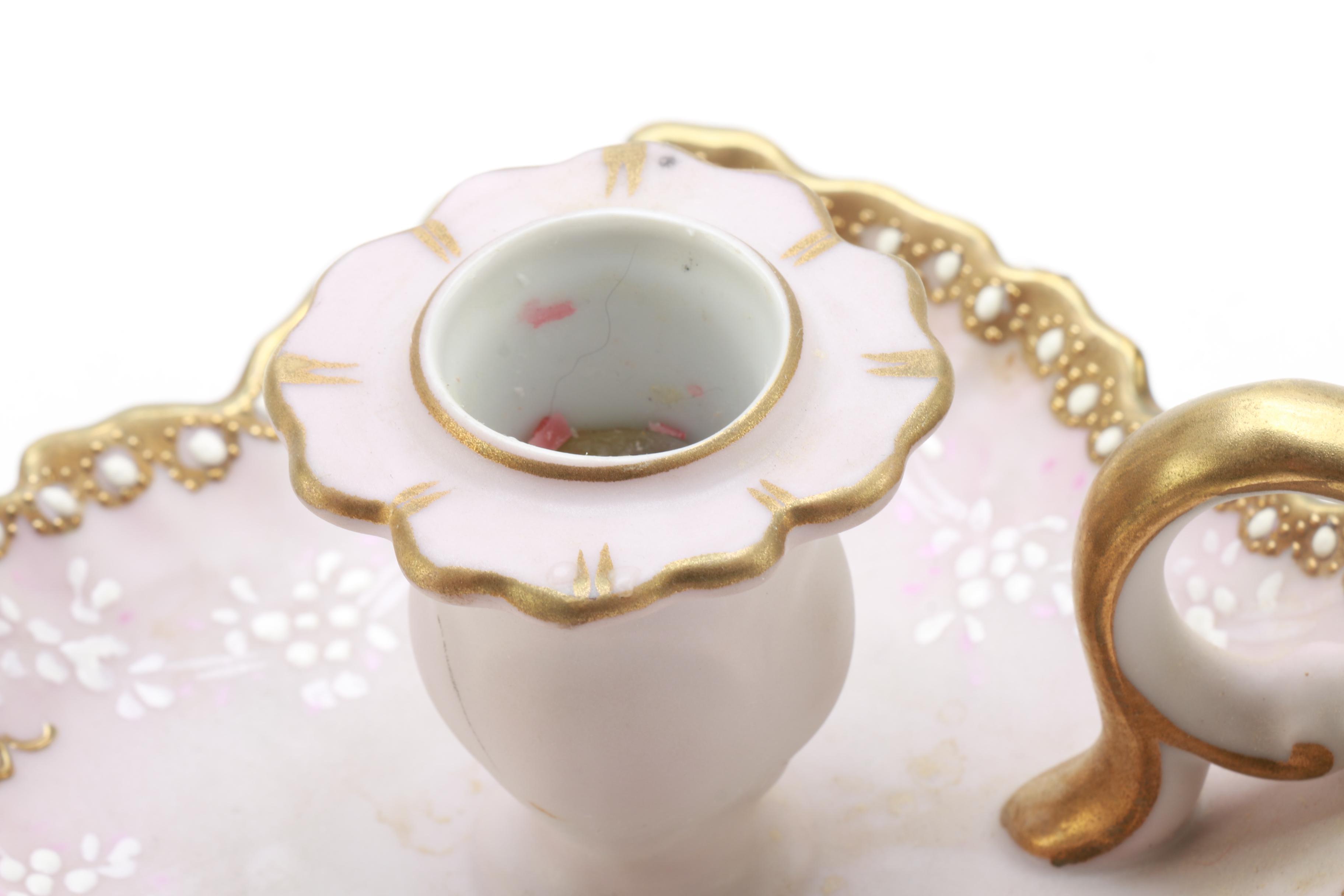 Hand-Painted Gold Gild Candle Holder