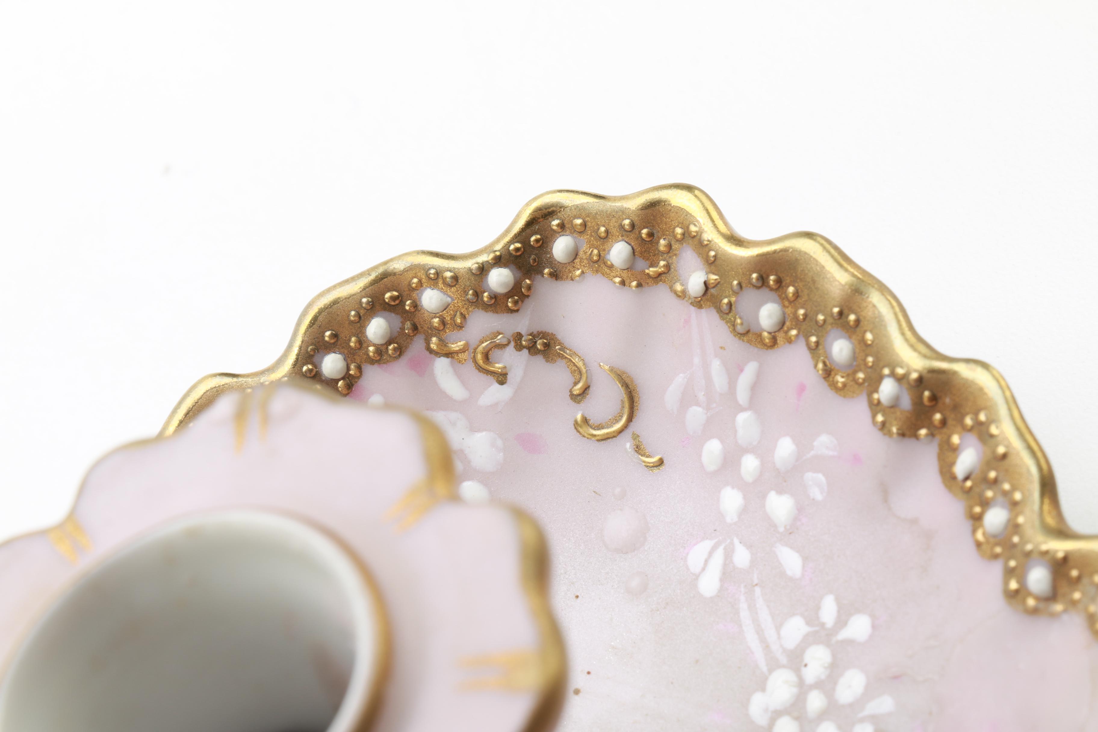 Hand-Painted Gold Gild Candle Holder