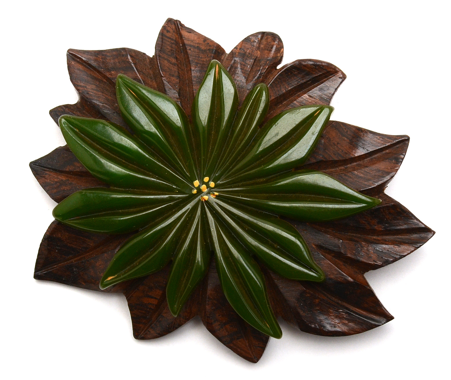 Carved Bakelite Brooches