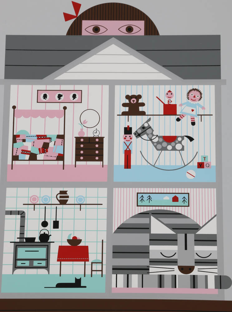 Edie Harper Signed Limited Edition Serigraph "Cat and House"