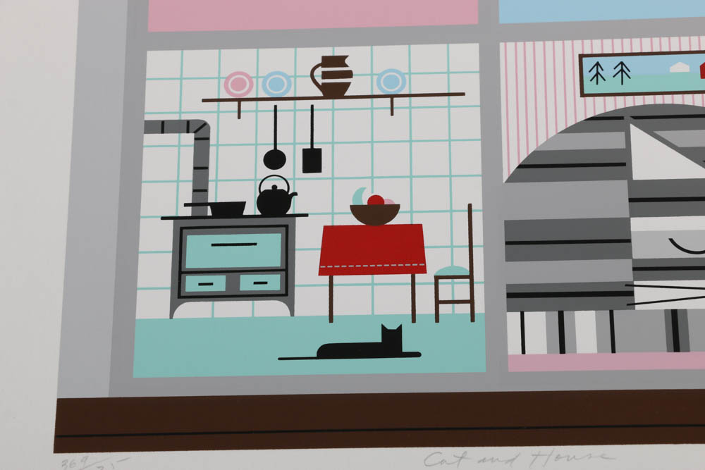 Edie Harper Signed Limited Edition Serigraph "Cat and House"