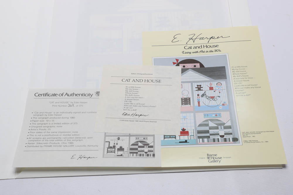 Edie Harper Signed Limited Edition Serigraph "Cat and House"