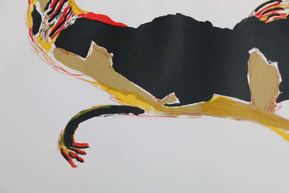 Benny Andrews Signed Limited Edition Hand-Pulled 1980 Color Lithograph "Moving On"