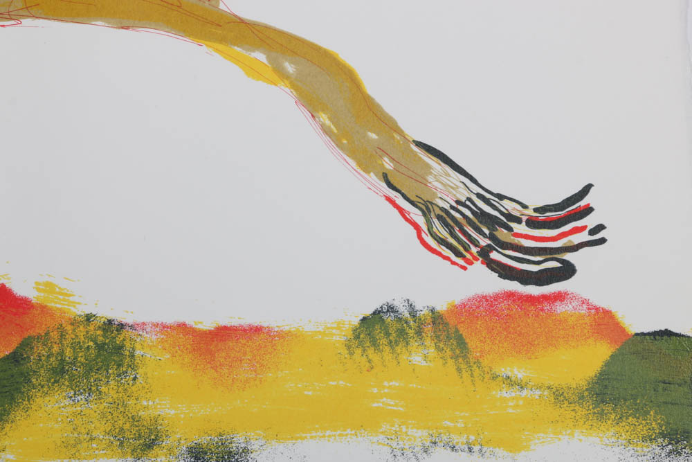 Benny Andrews Signed Limited Edition Hand-Pulled 1980 Color Lithograph "Moving On"