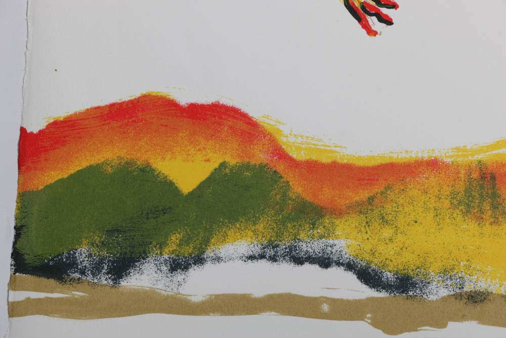 Benny Andrews Signed Limited Edition Hand-Pulled 1980 Color Lithograph "Moving On"