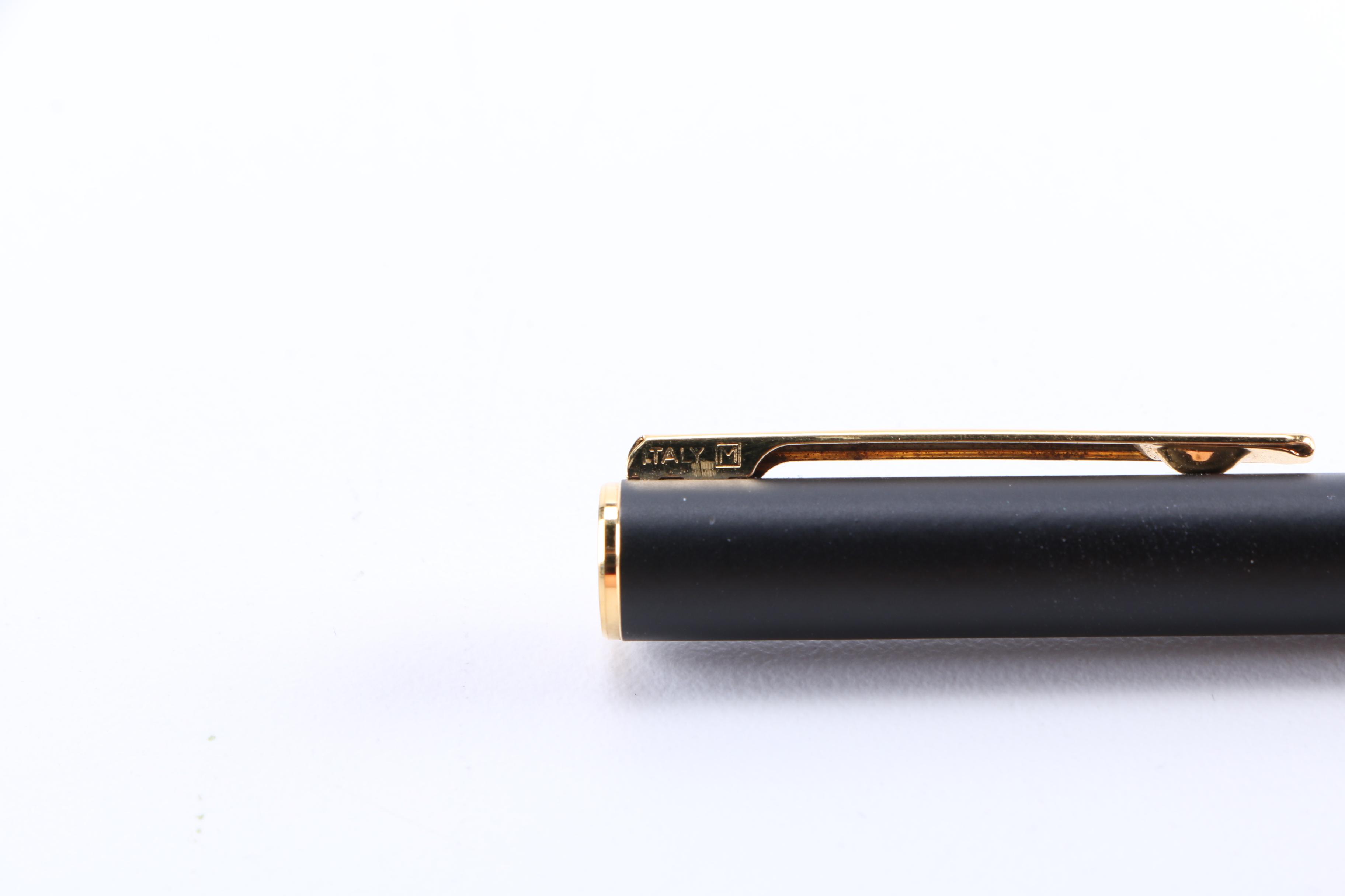 Black Lacquer and Brass Aurora Marco Polo Fountain Pen