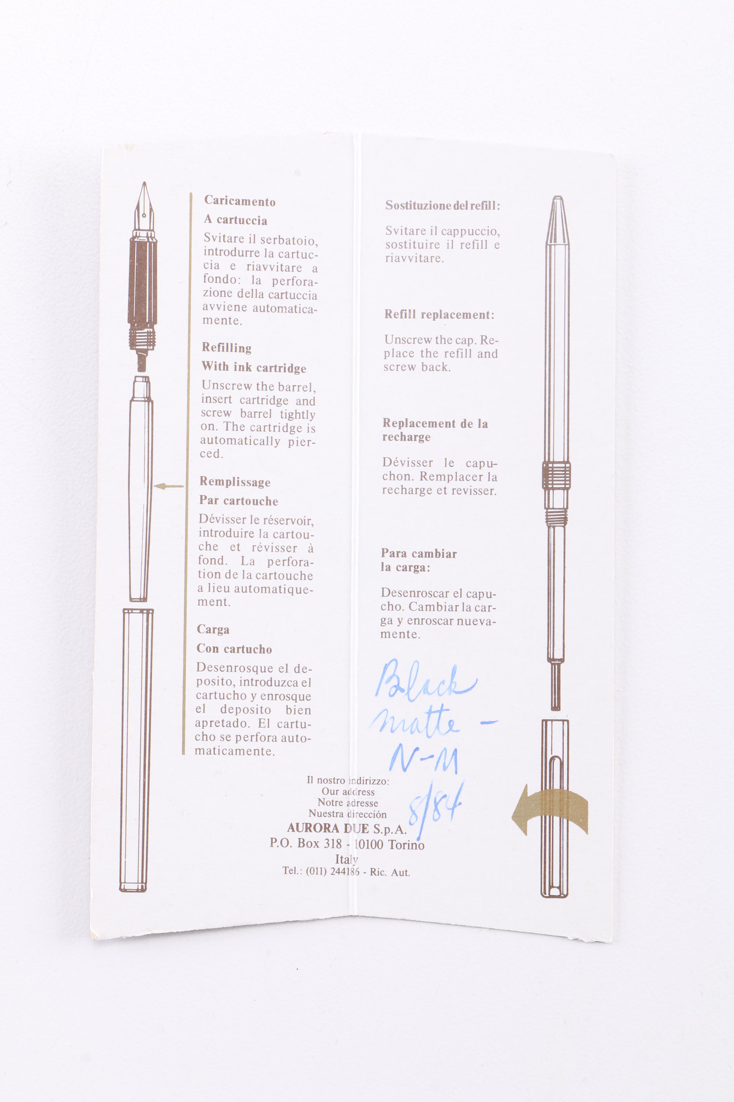 Black Lacquer and Brass Aurora Marco Polo Fountain Pen