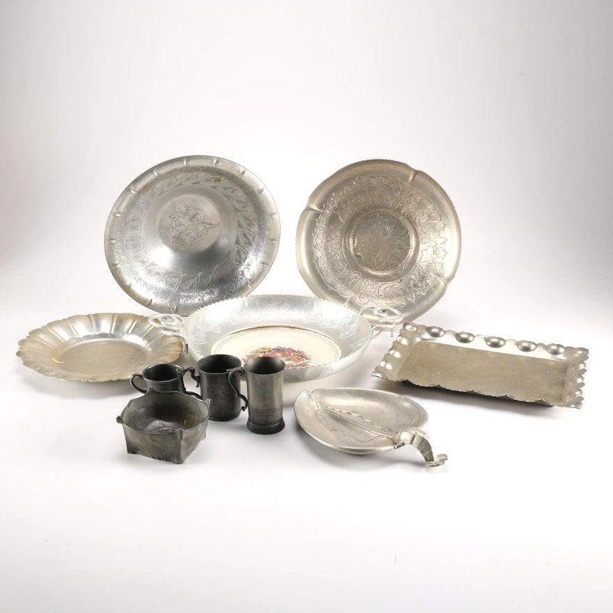 Silver Plate, Zinc, Aluminum and Pewter Tableware