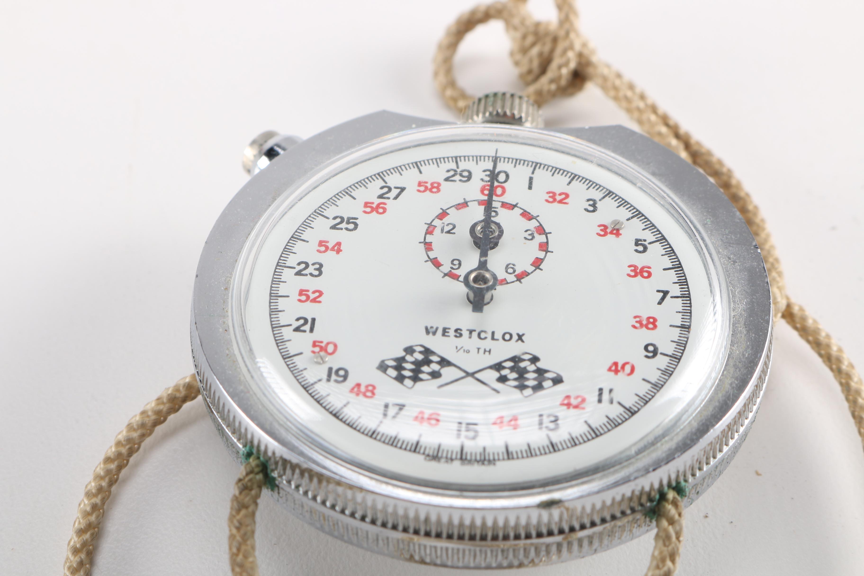 Westclox Checkered Flag Stopwatch and Chadwick Mechanical Calculator