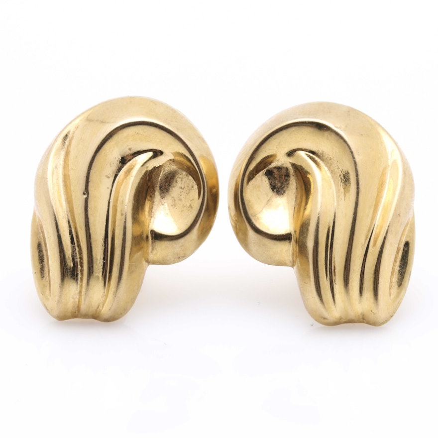 UnoAErre  18K Yellow Gold Swirl Clip-On Earrings