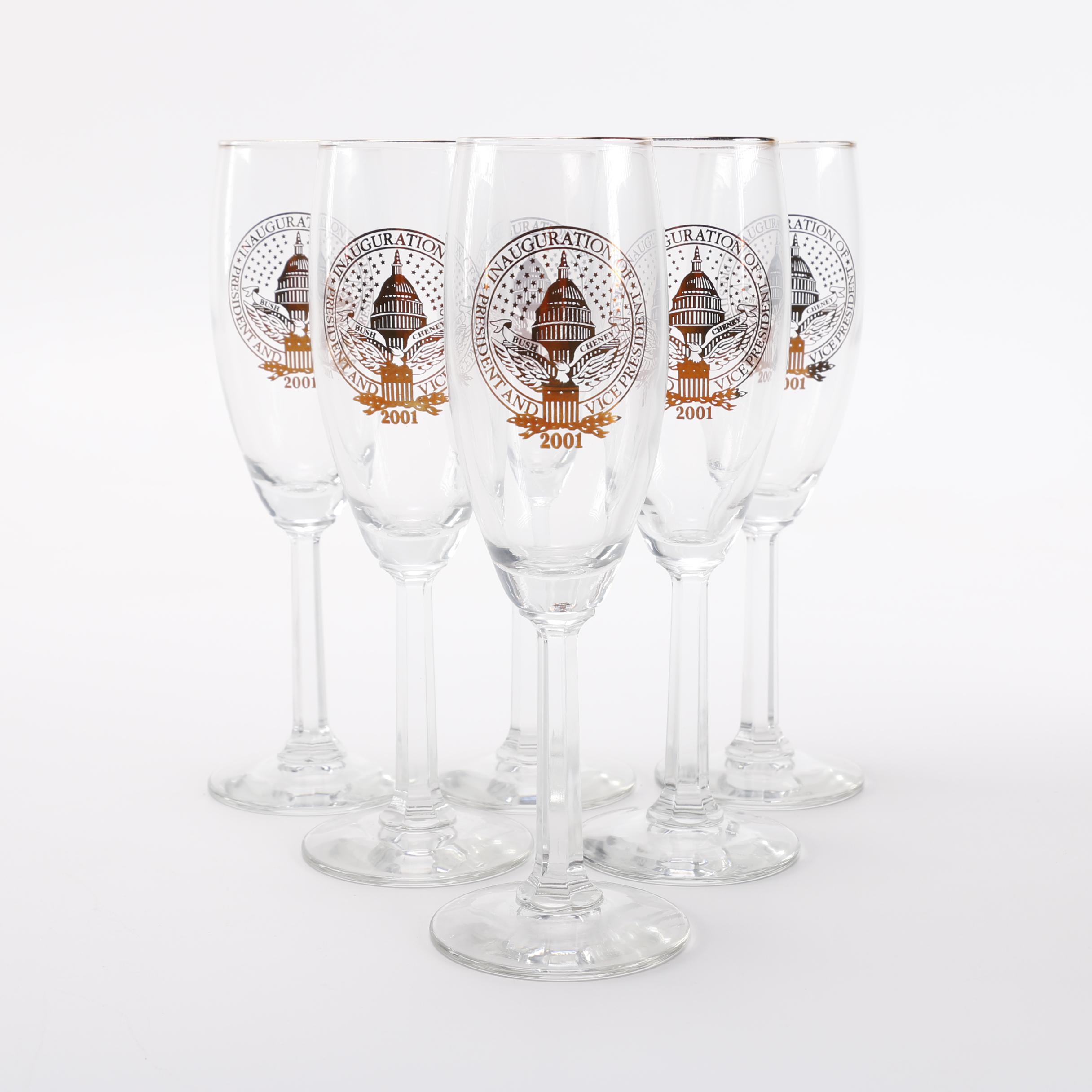 2001 Bush and Cheney Inauguration Champagne Glasses